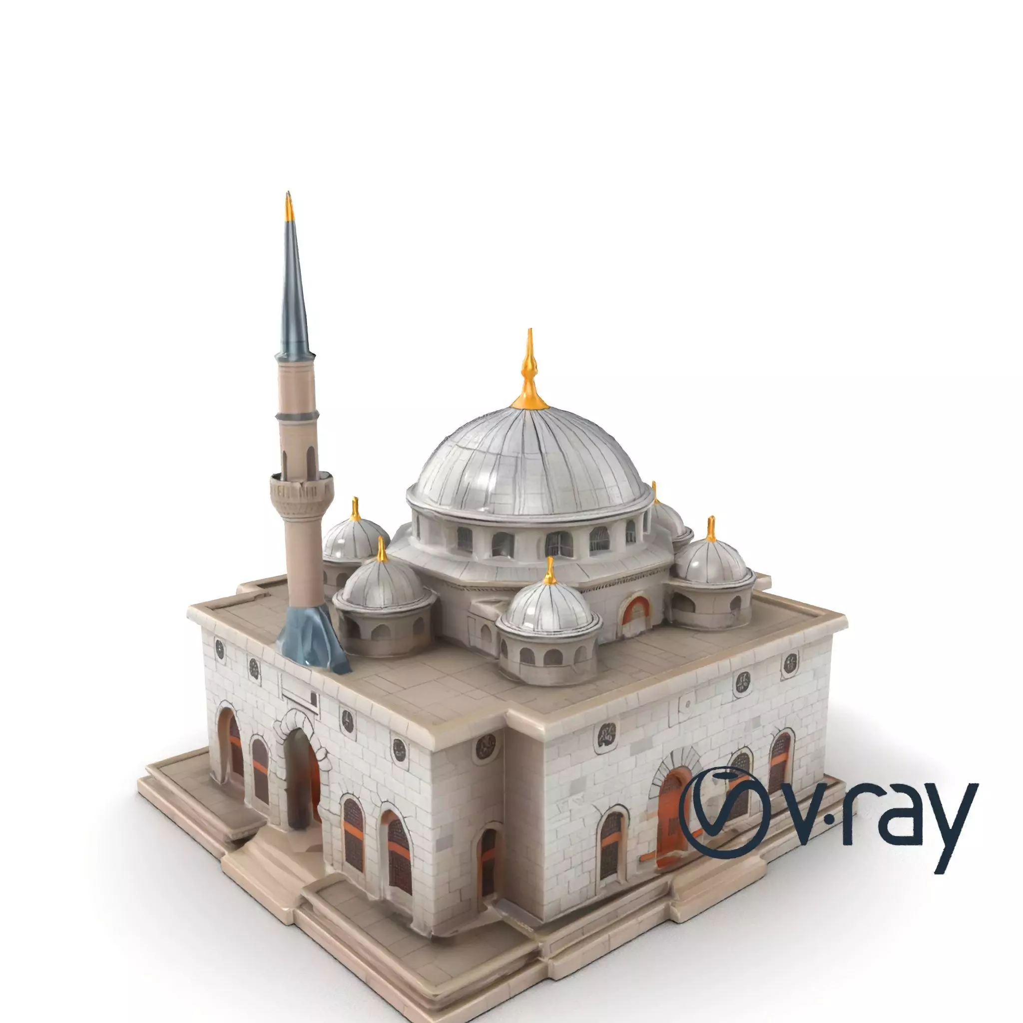 Stone Mosque Architectural model pack Low-poly 3D model_0