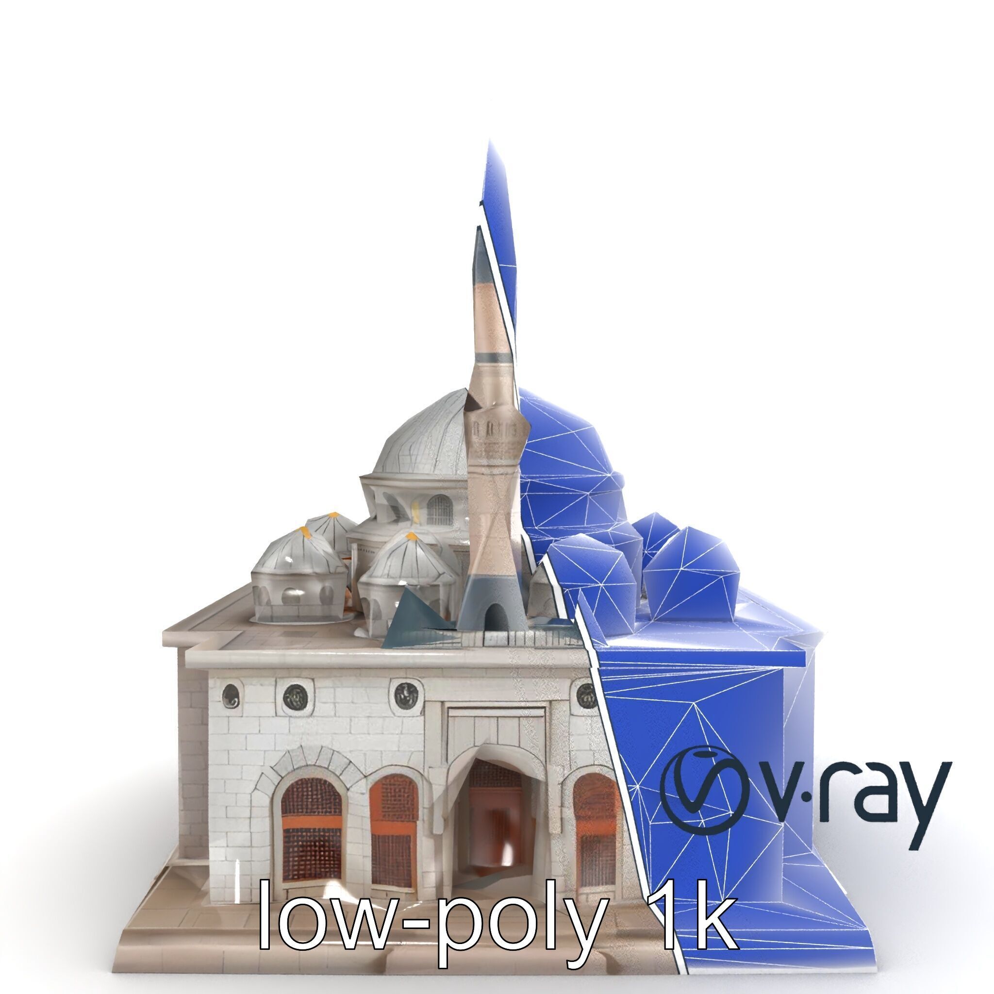 Stone Mosque Architectural model pack Low-poly 3D model_24