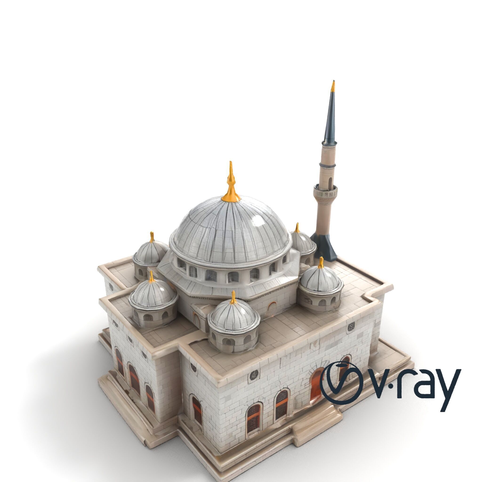 Stone Mosque Architectural model pack Low-poly 3D model_7