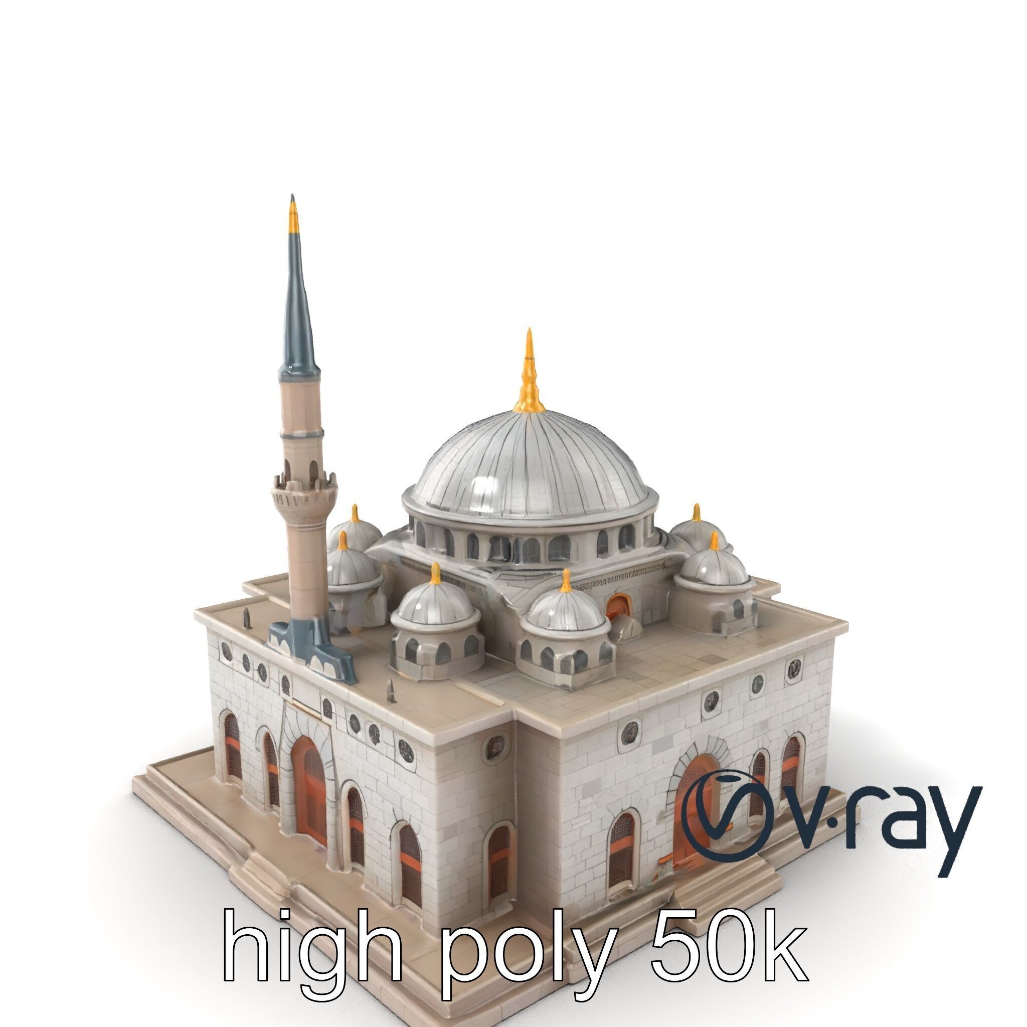 Stone Mosque Architectural model pack Low-poly 3D model_6