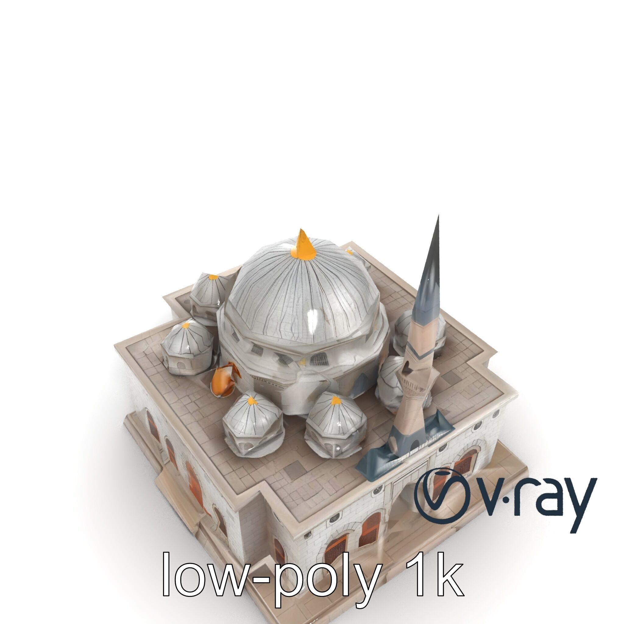Stone Mosque Architectural model pack Low-poly 3D model_25