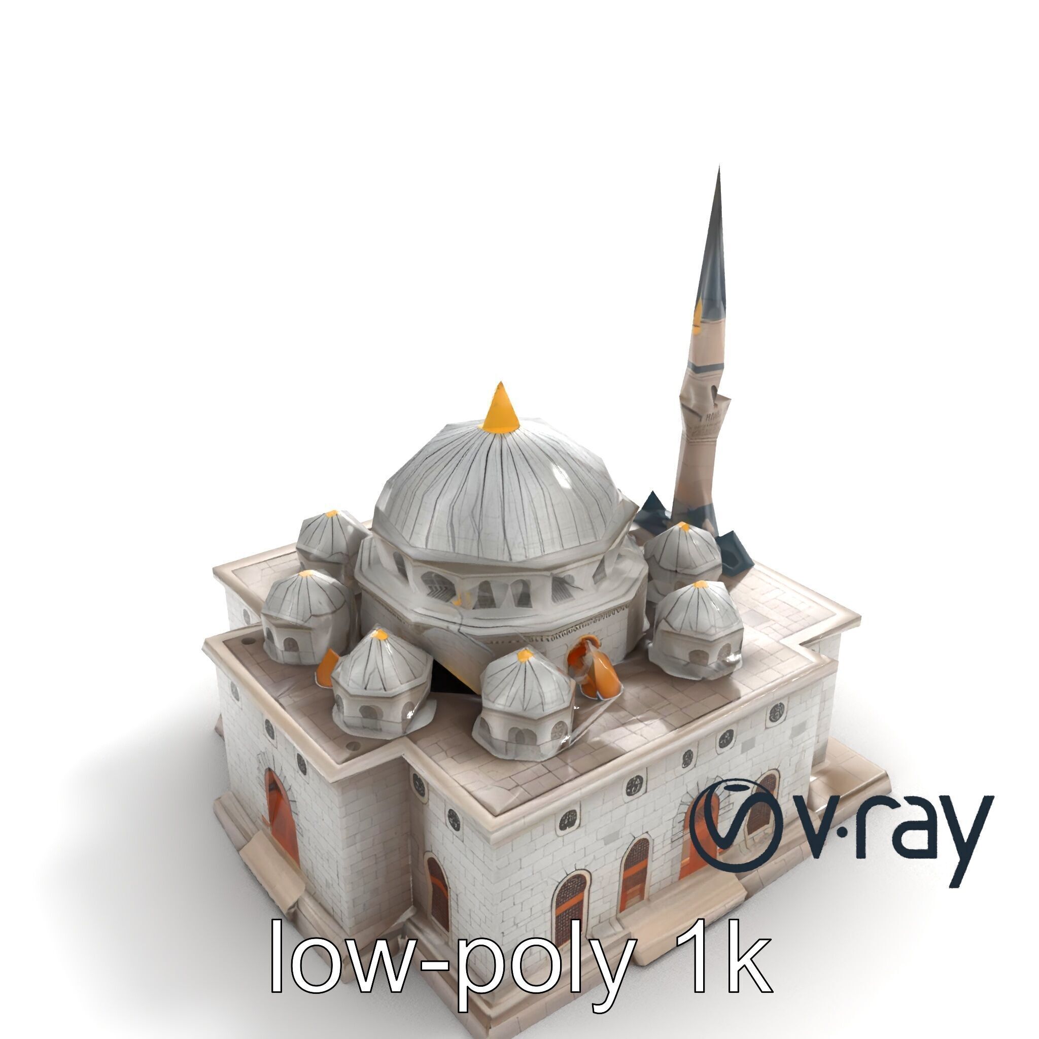 Stone Mosque Architectural model pack Low-poly 3D model_8