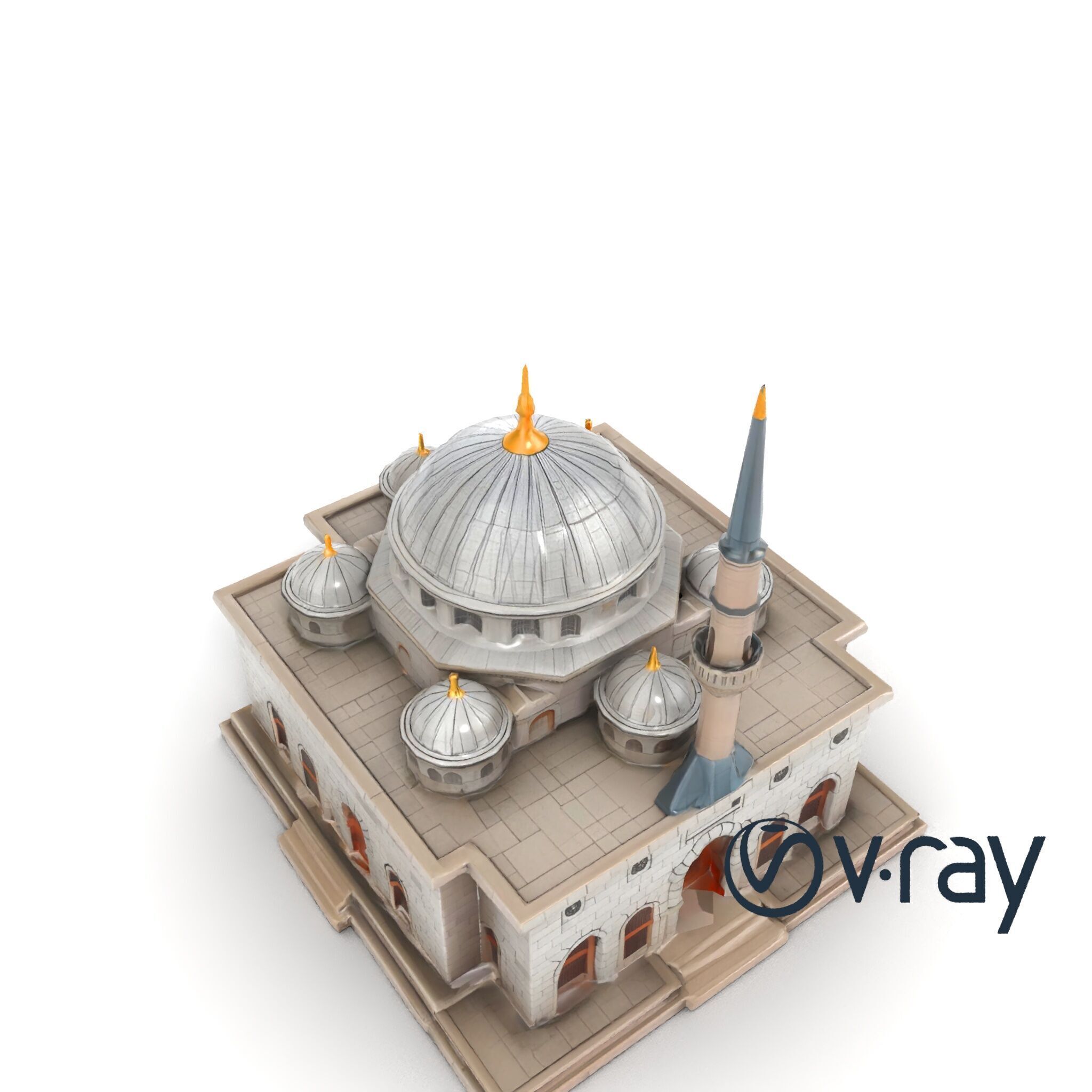 Stone Mosque Architectural model pack Low-poly 3D model_30