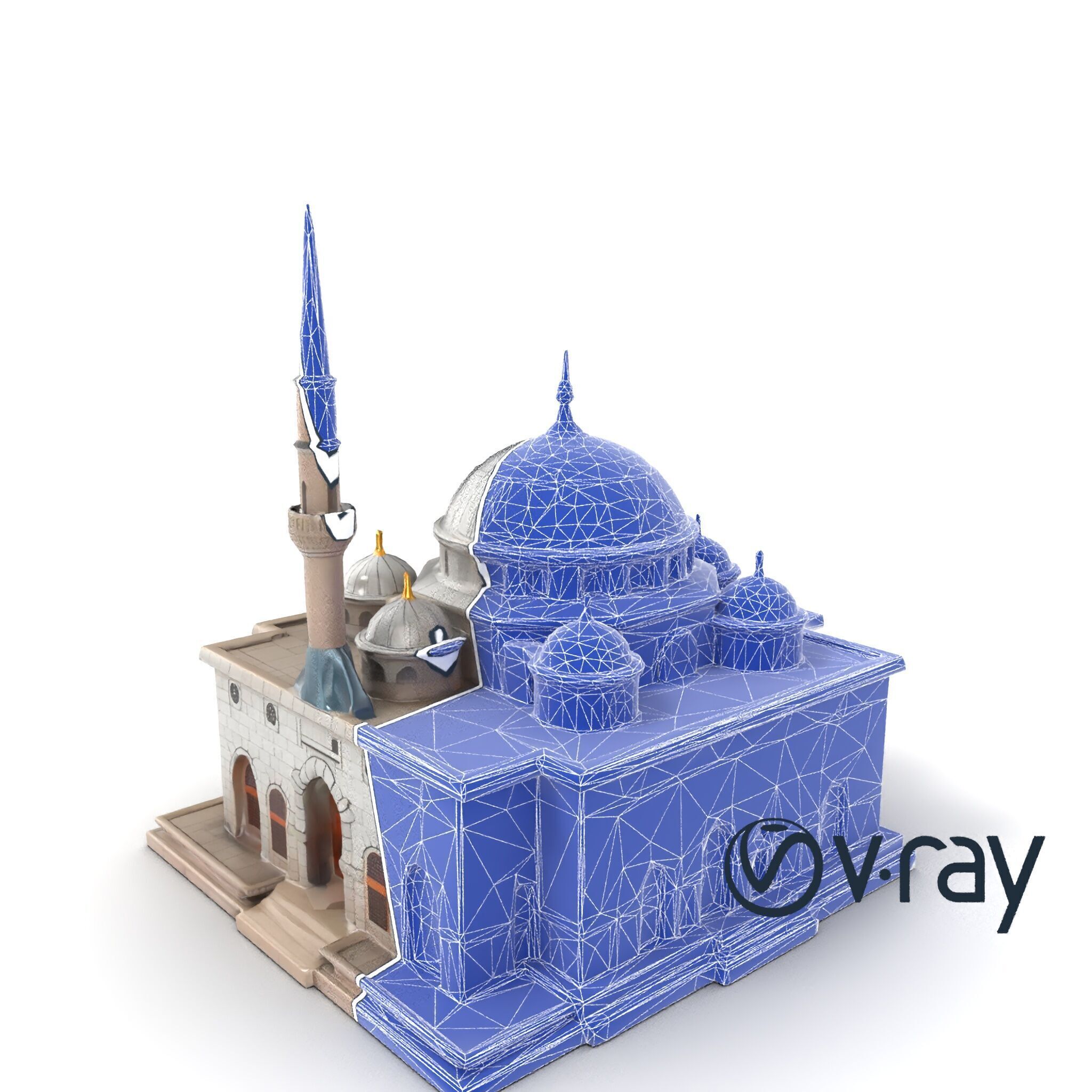 Stone Mosque Architectural model pack Low-poly 3D model_4