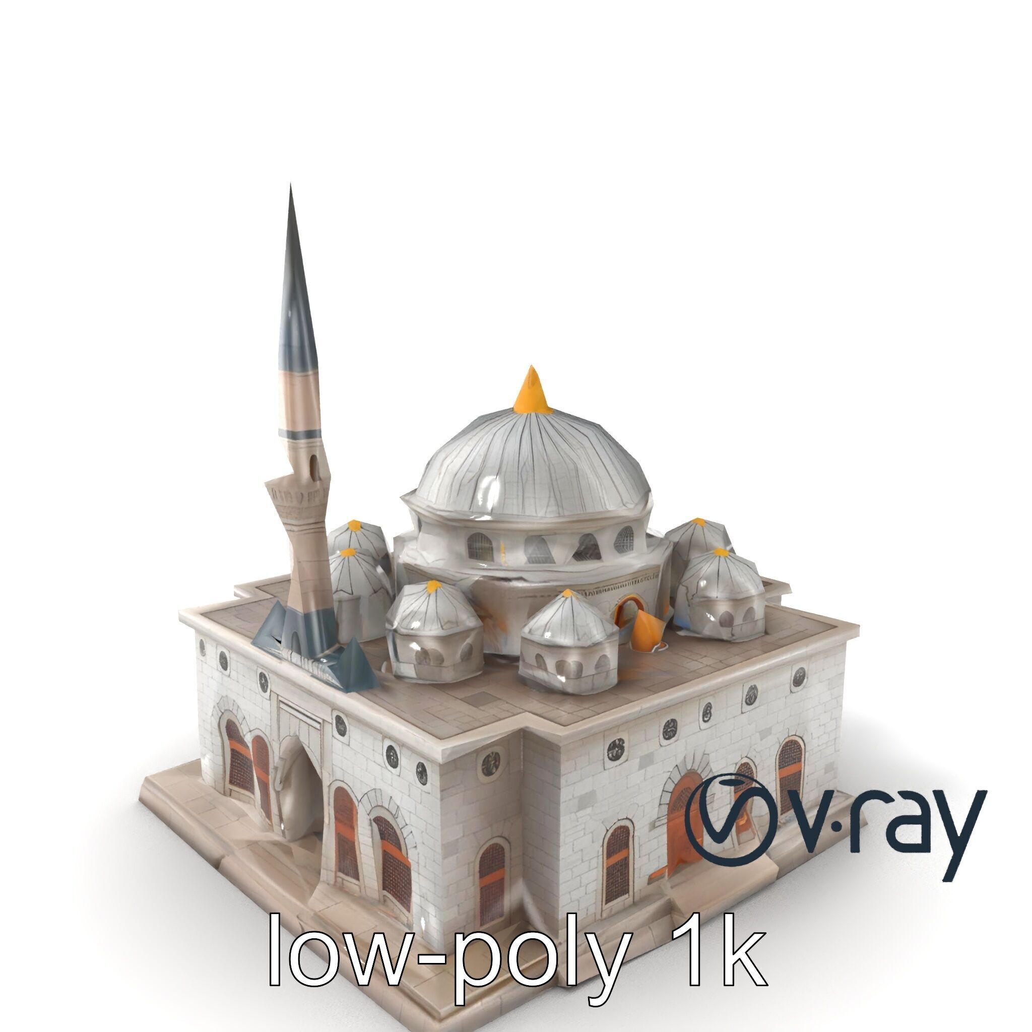 Stone Mosque Architectural model pack Low-poly 3D model_2