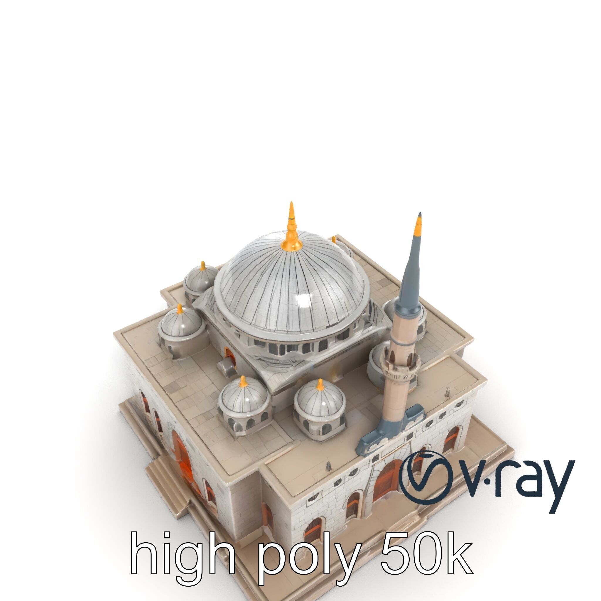 Stone Mosque Architectural model pack Low-poly 3D model_16