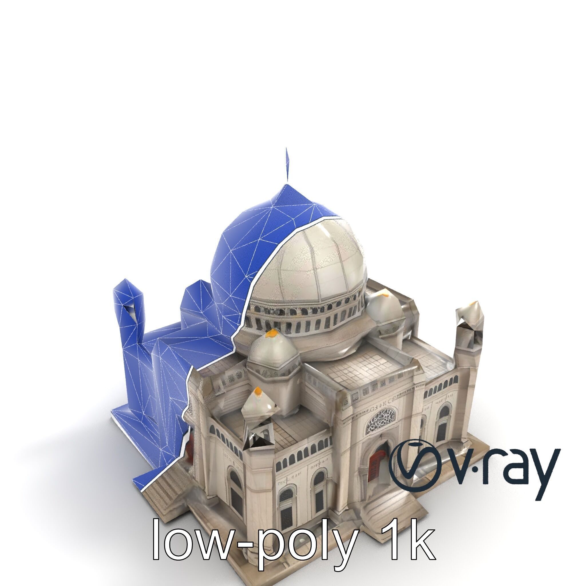 Grand Mosque Dome Stone Carvings model pack Low-poly 3D model_10