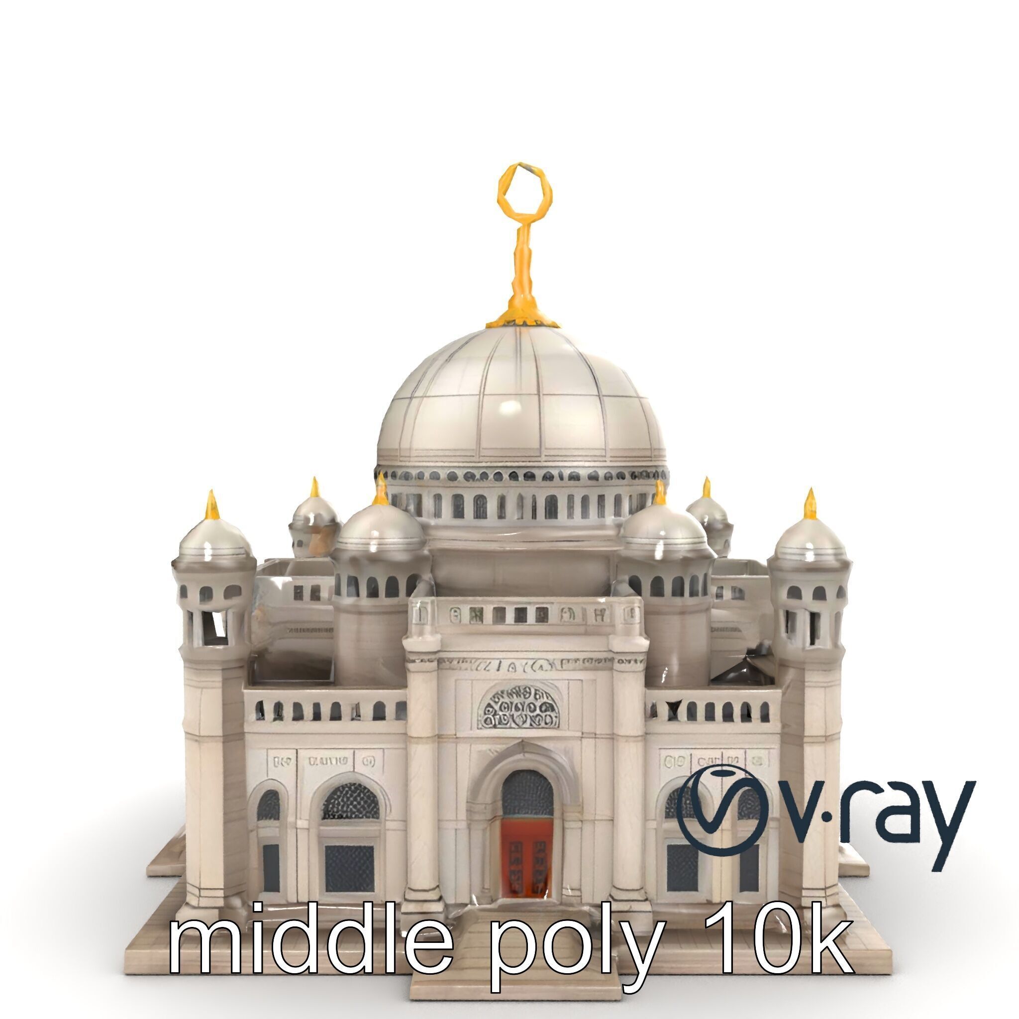 Grand Mosque Dome Stone Carvings model pack Low-poly 3D model_11