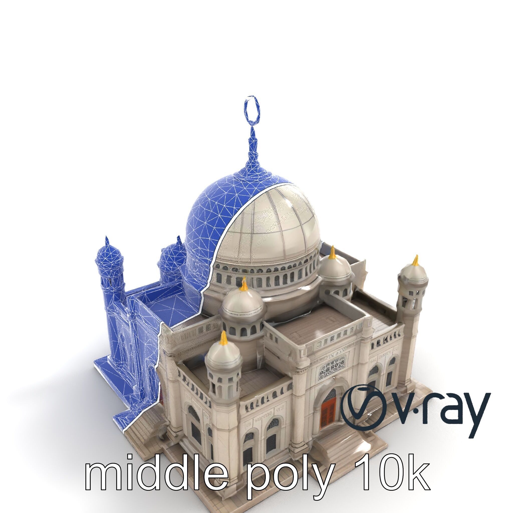 Grand Mosque Dome Stone Carvings model pack Low-poly 3D model_28