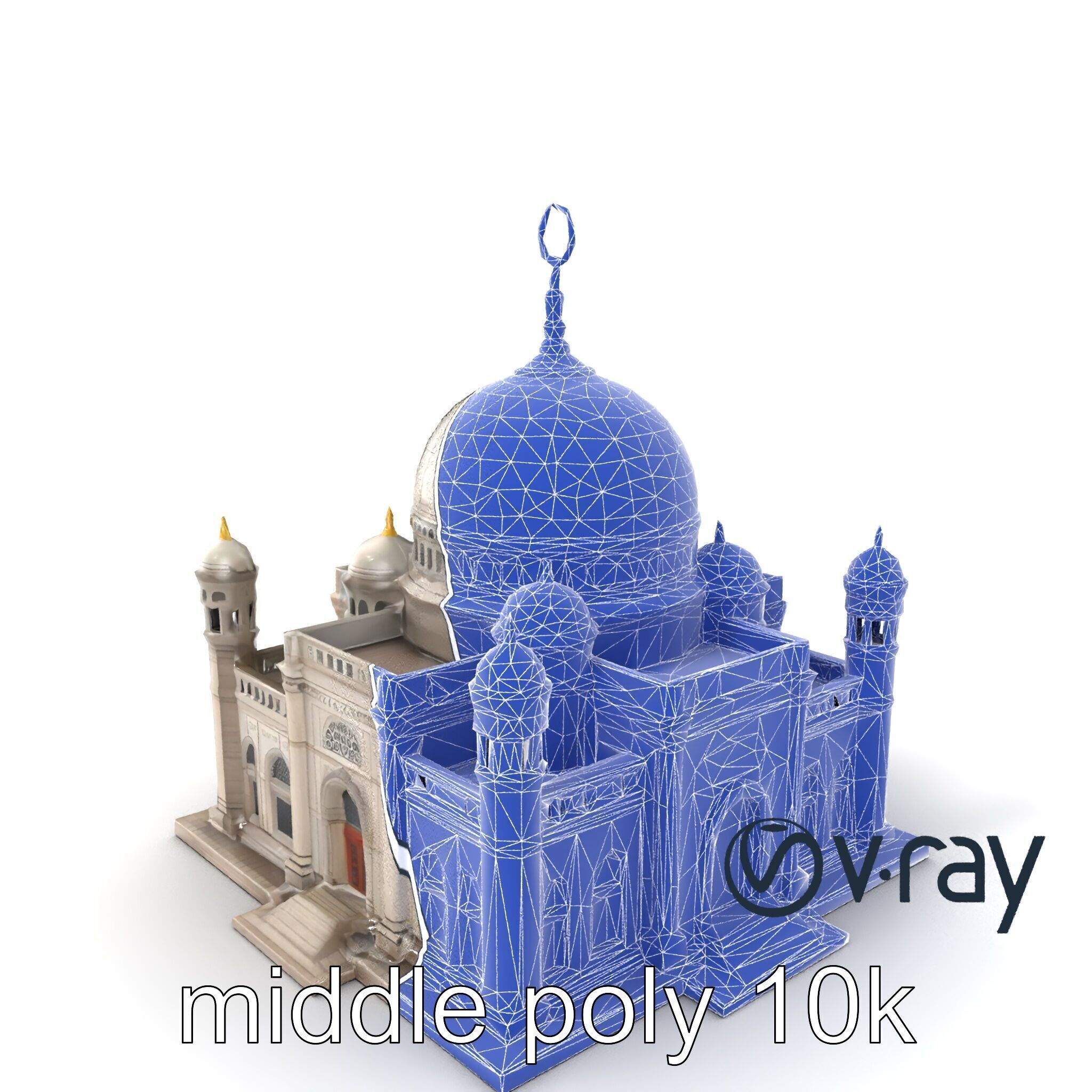 Grand Mosque Dome Stone Carvings model pack Low-poly 3D model_4
