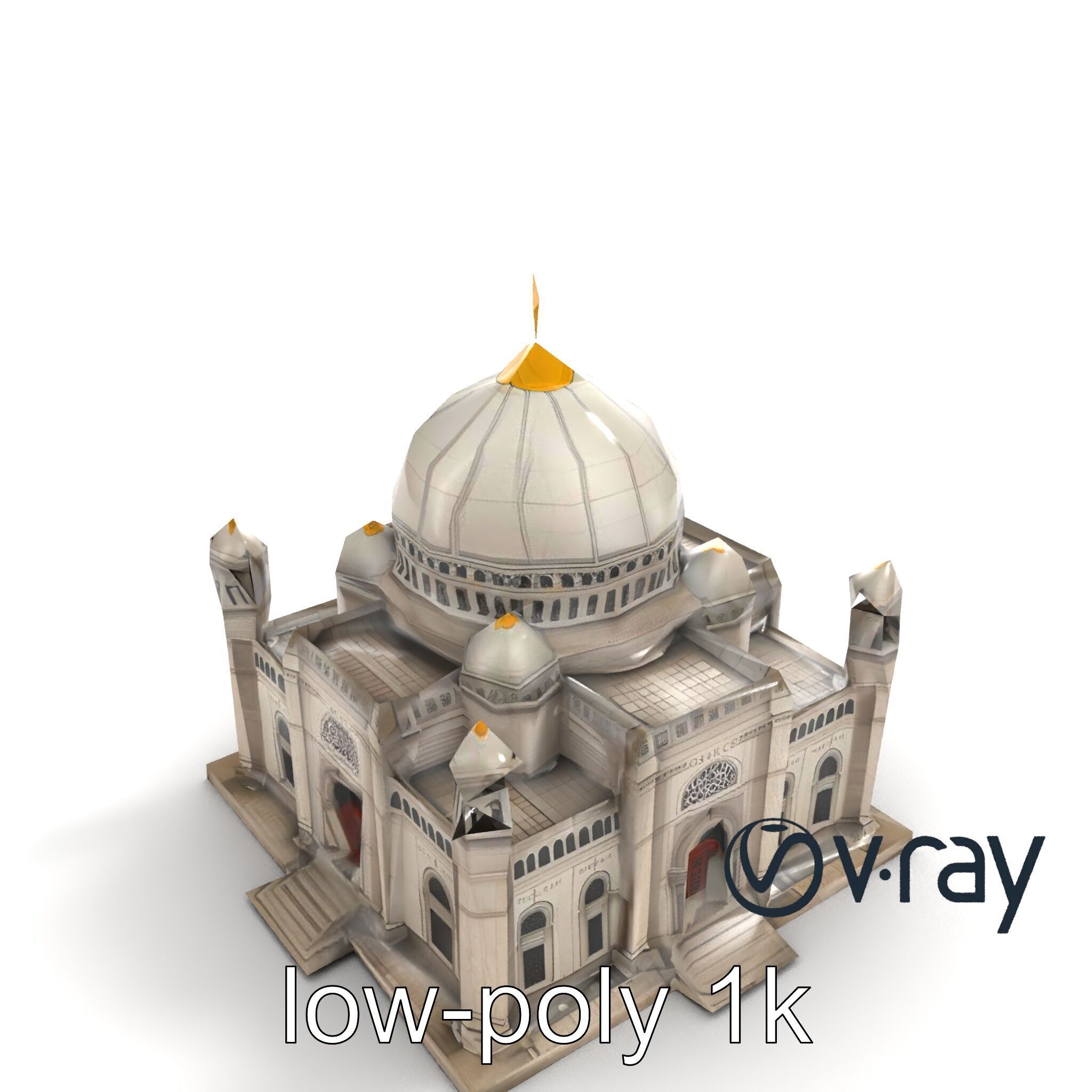 Grand Mosque Dome Stone Carvings model pack Low-poly 3D model_8