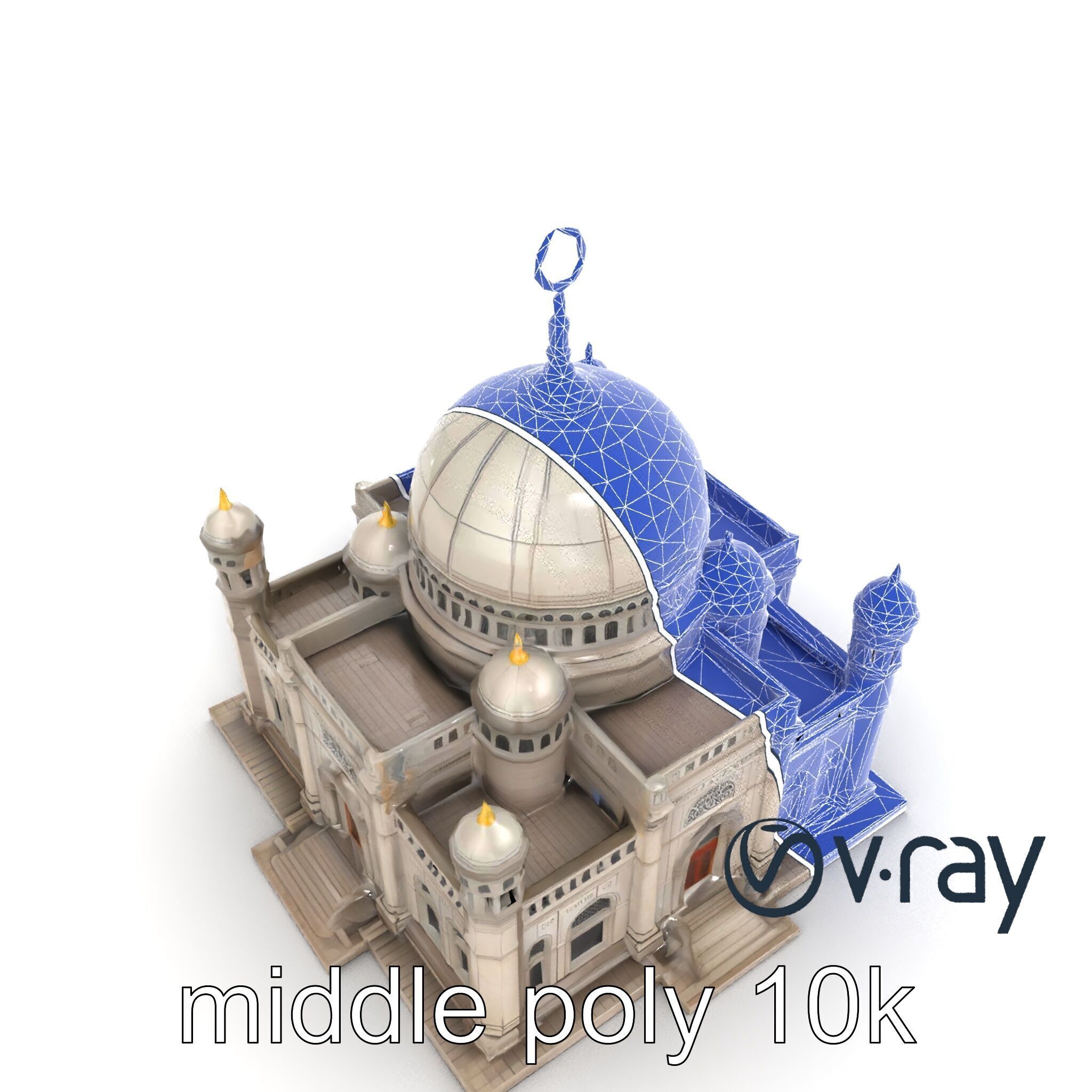Grand Mosque Dome Stone Carvings model pack Low-poly 3D model_31