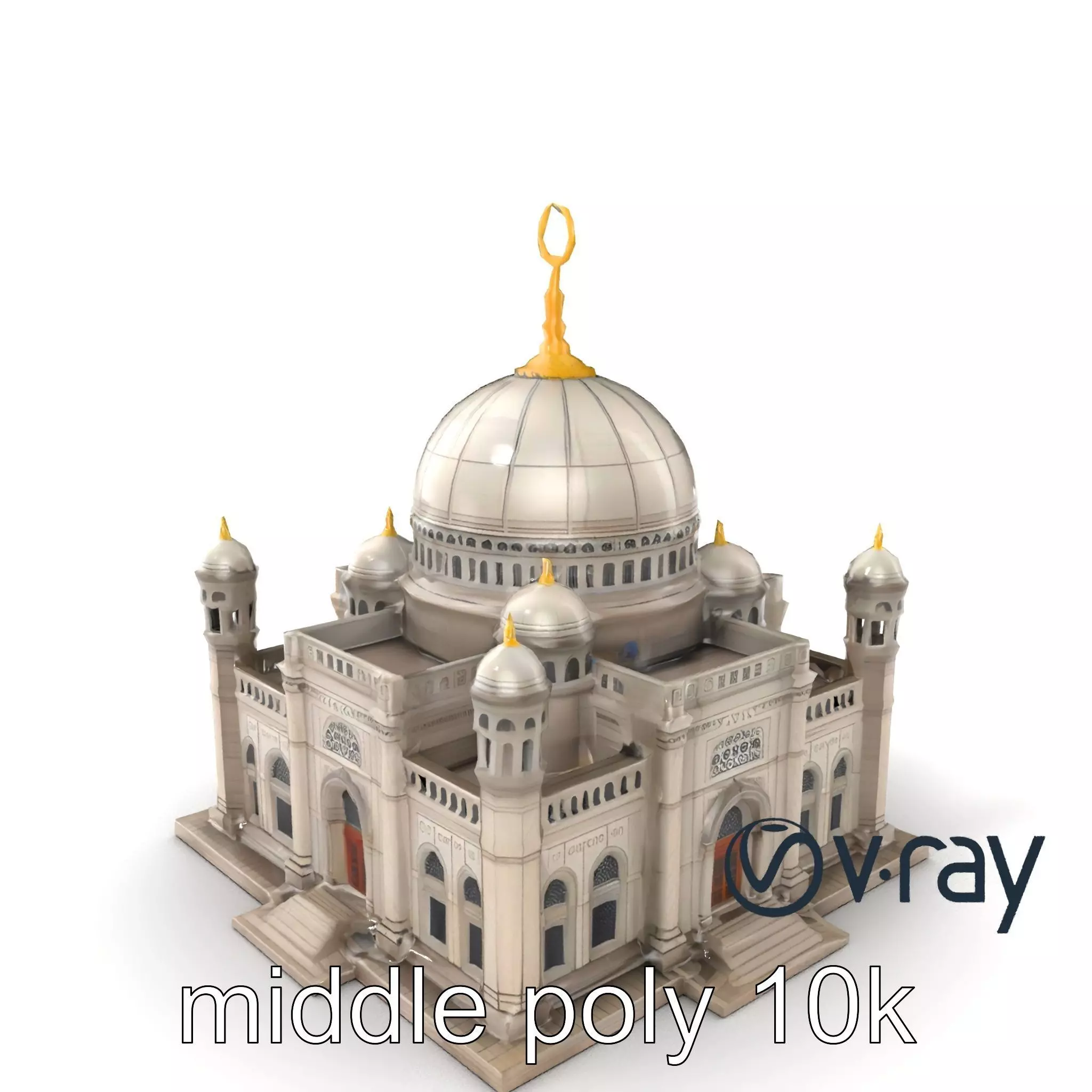 Grand Mosque Dome Stone Carvings model pack Low-poly 3D model_0