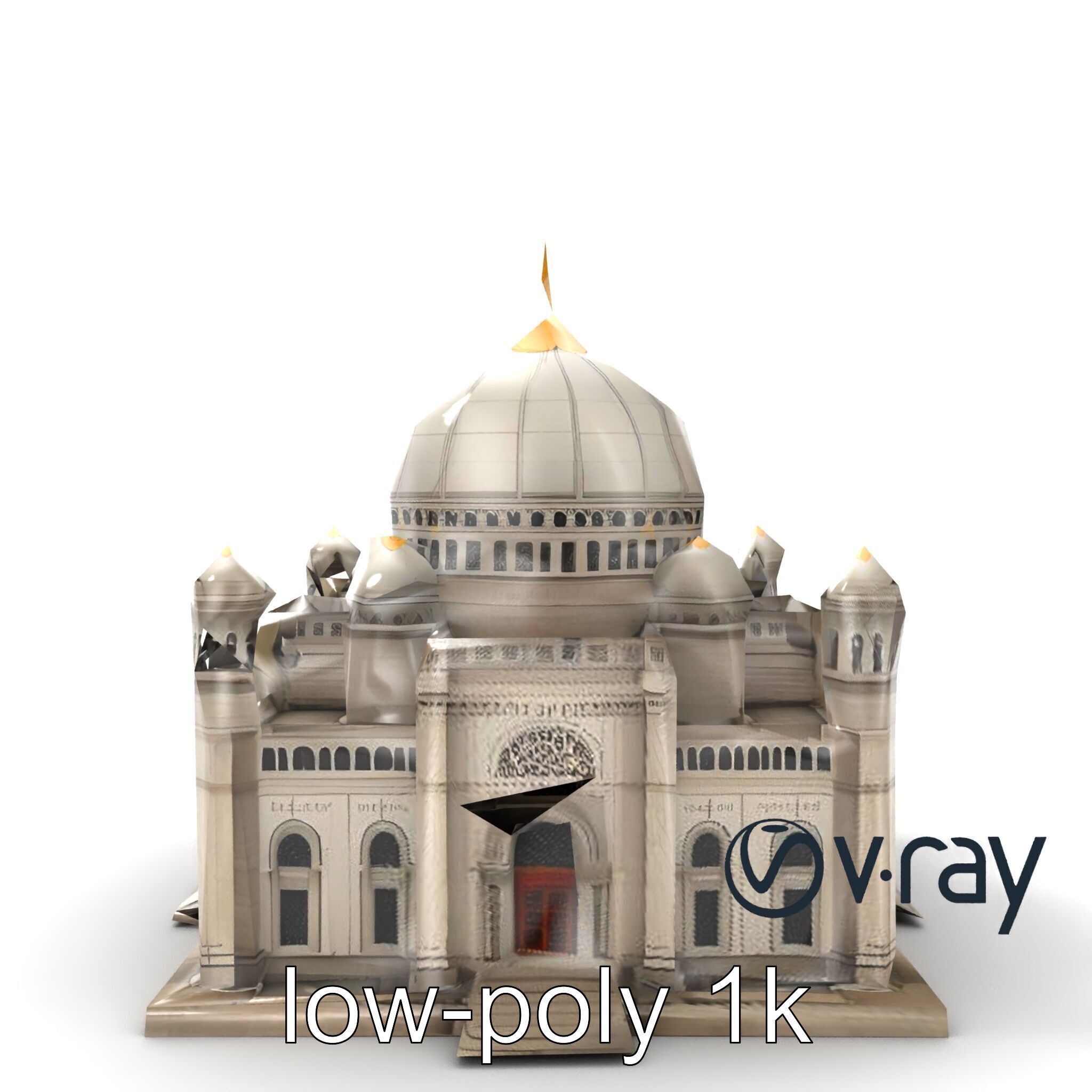 Grand Mosque Dome Stone Carvings model pack Low-poly 3D model_16