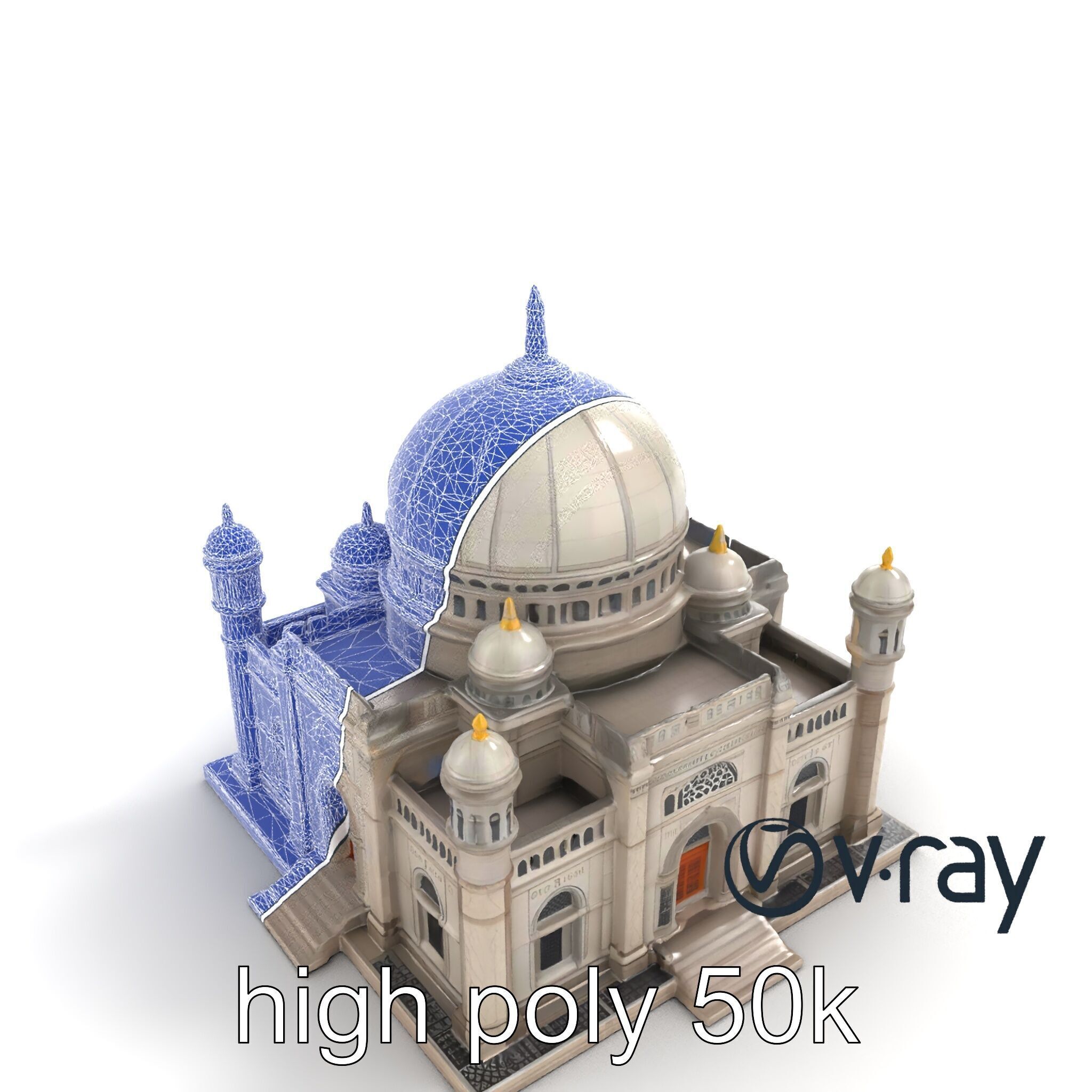 Grand Mosque Dome Stone Carvings model pack Low-poly 3D model_23
