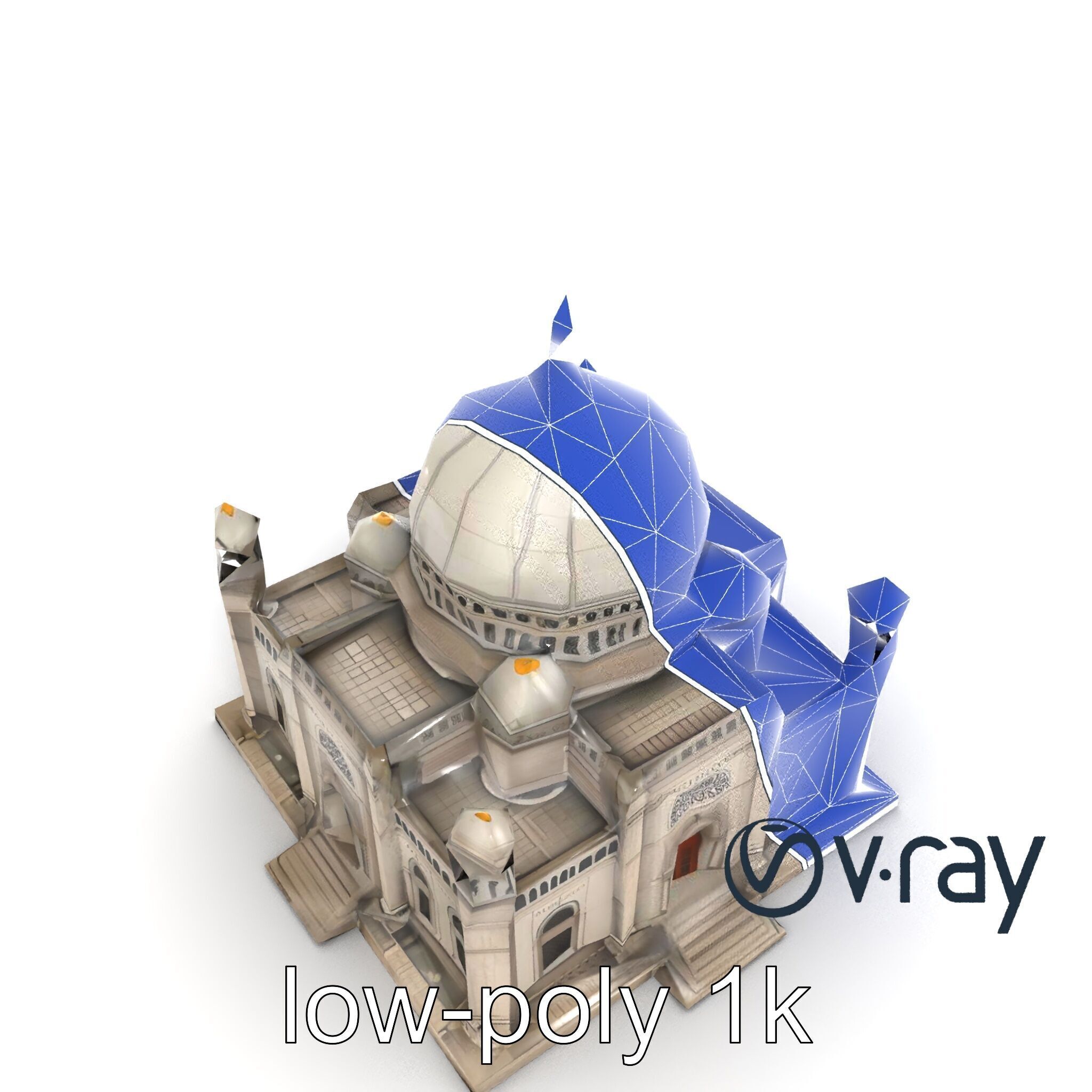 Grand Mosque Dome Stone Carvings model pack Low-poly 3D model_24