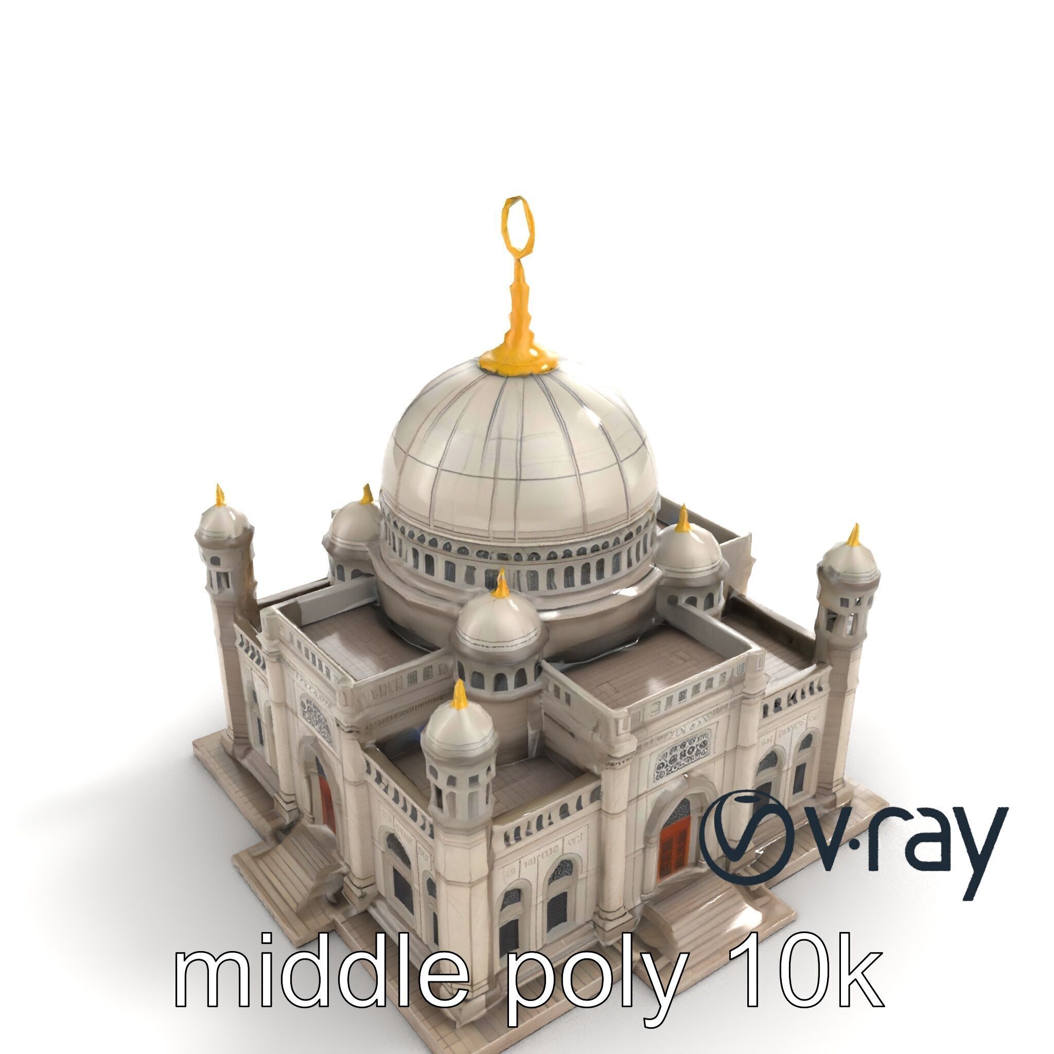 Grand Mosque Dome Stone Carvings model pack Low-poly 3D model_7