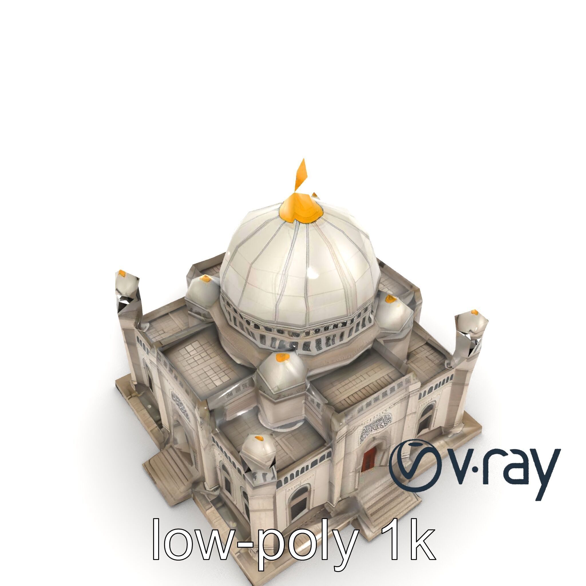 Grand Mosque Dome Stone Carvings model pack Low-poly 3D model_27