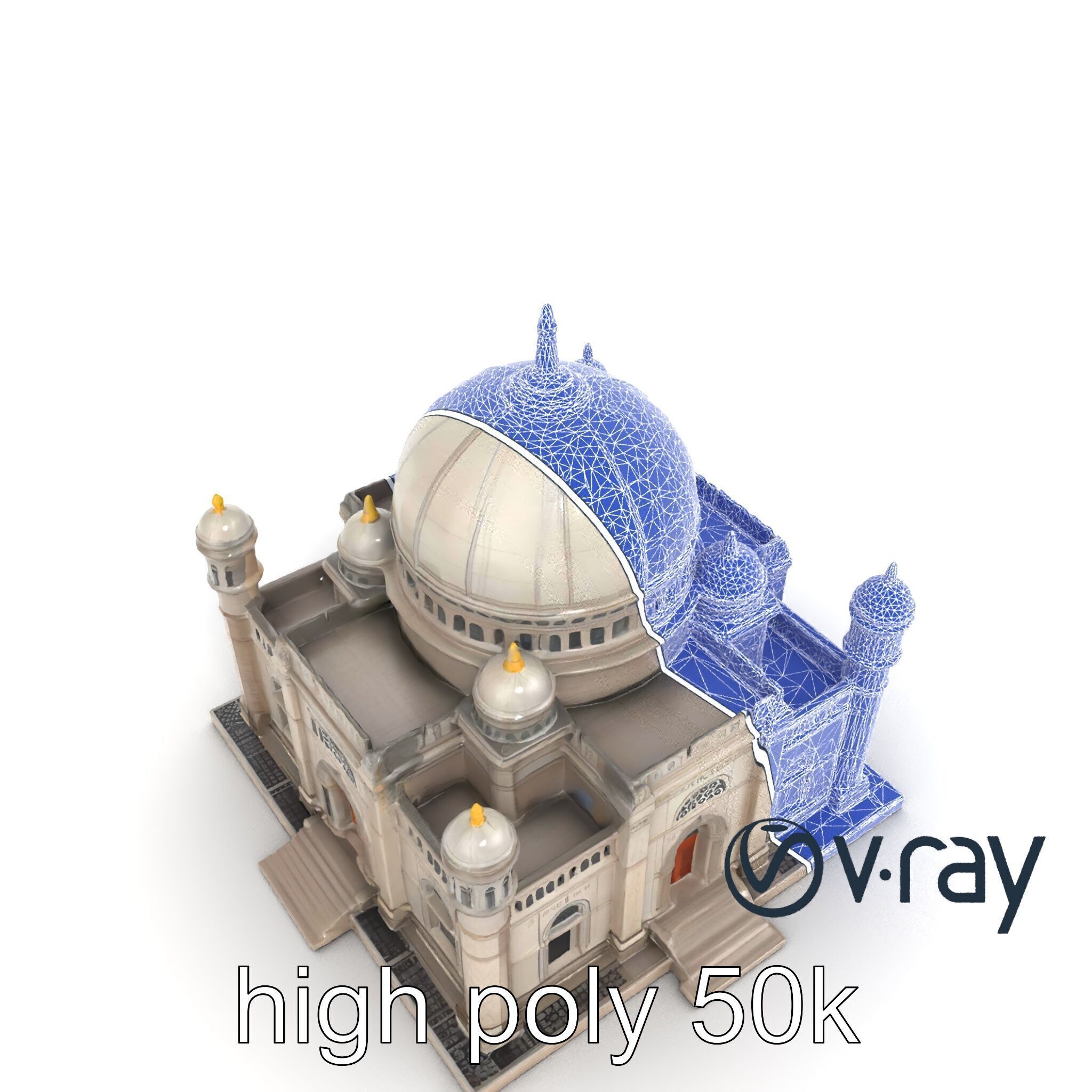Grand Mosque Dome Stone Carvings model pack Low-poly 3D model_17