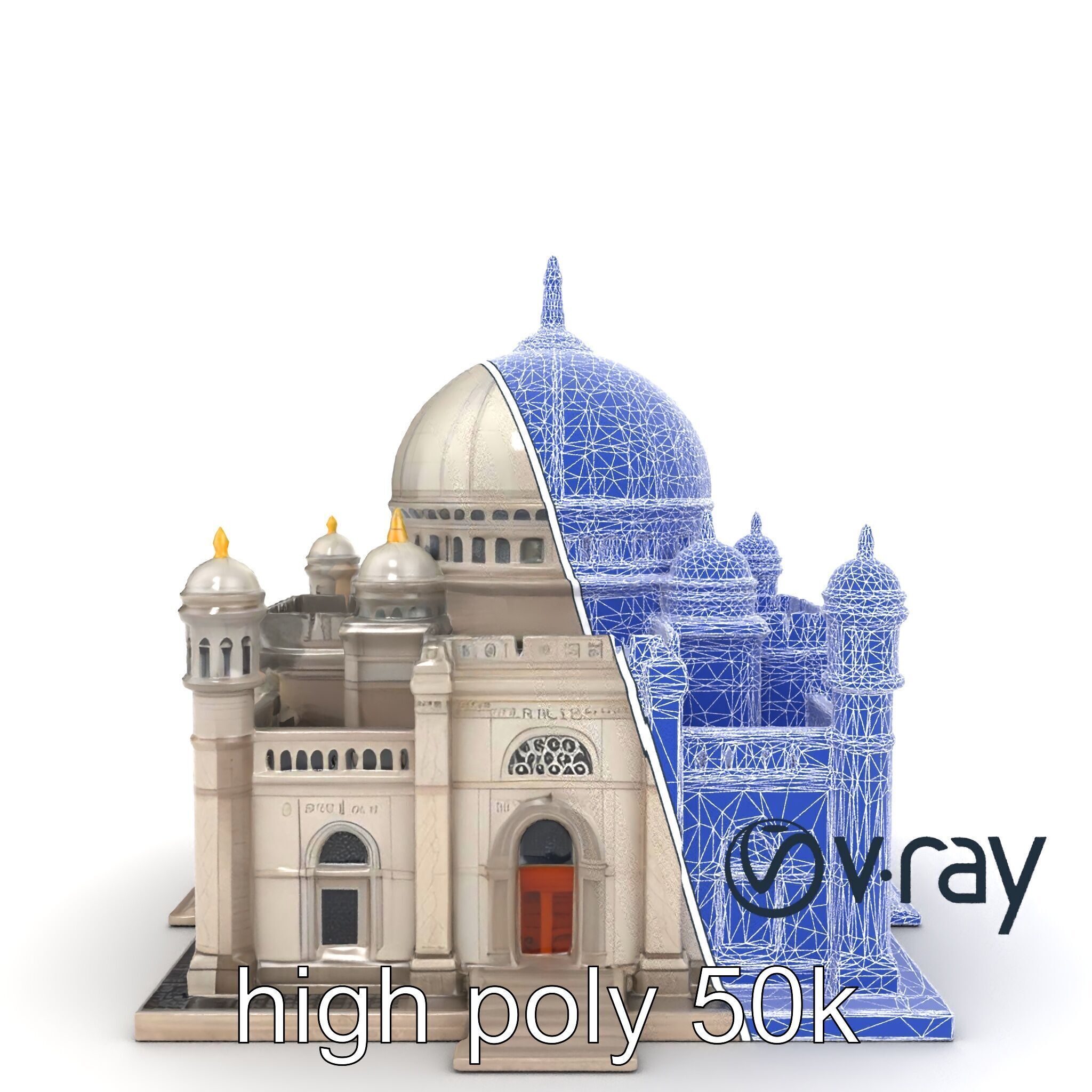 Grand Mosque Dome Stone Carvings model pack Low-poly 3D model_13