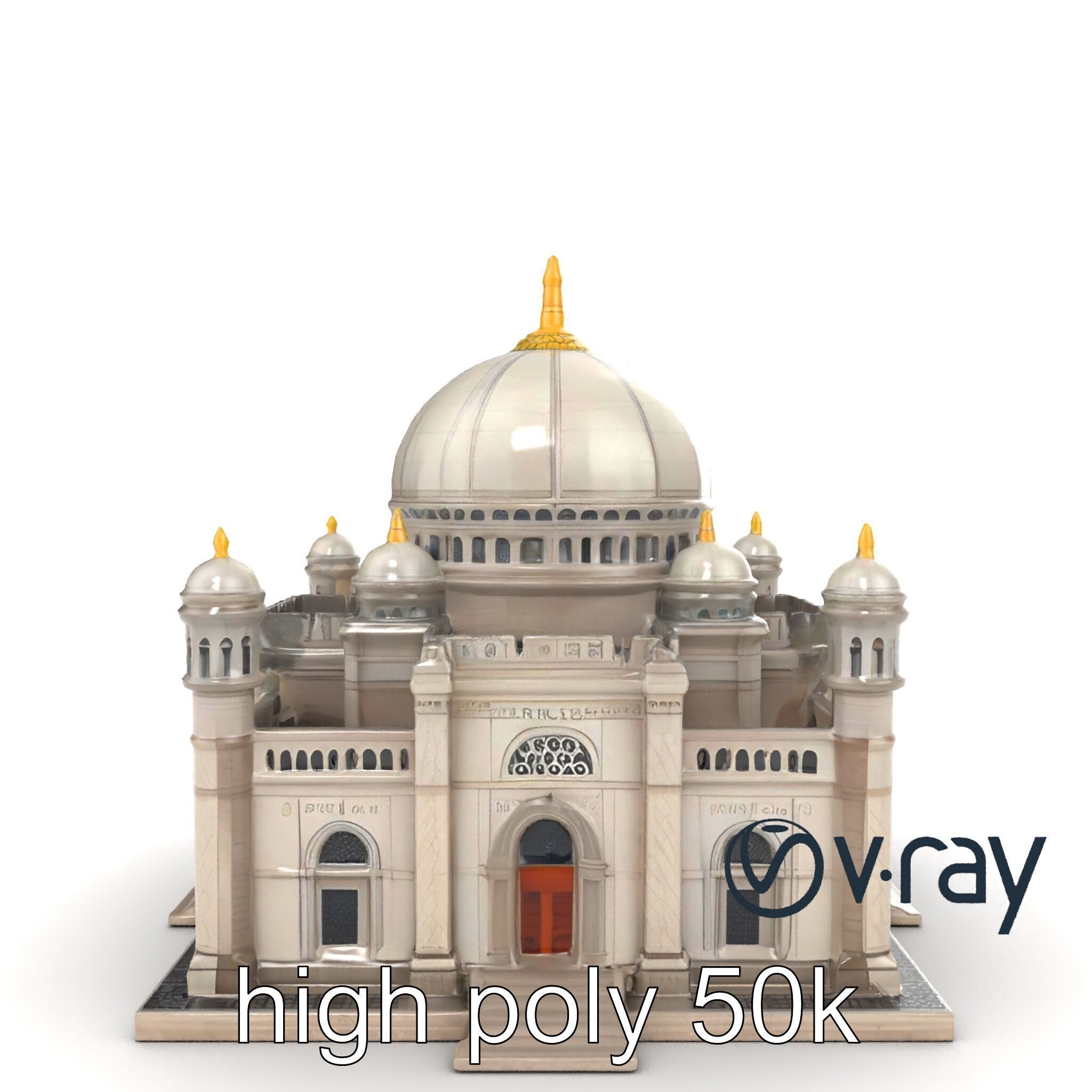Grand Mosque Dome Stone Carvings model pack Low-poly 3D model_22