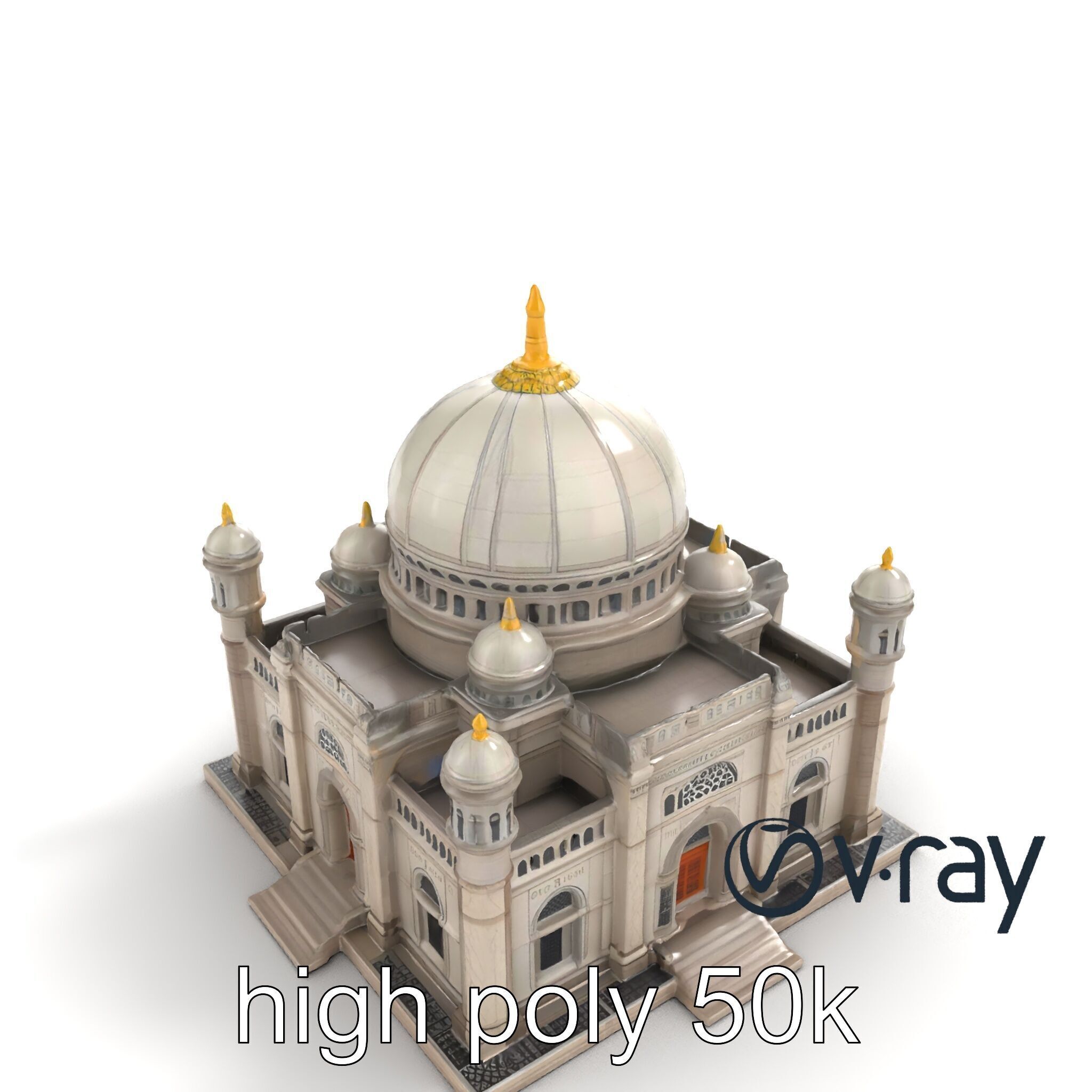 Grand Mosque Dome Stone Carvings model pack Low-poly 3D model_26