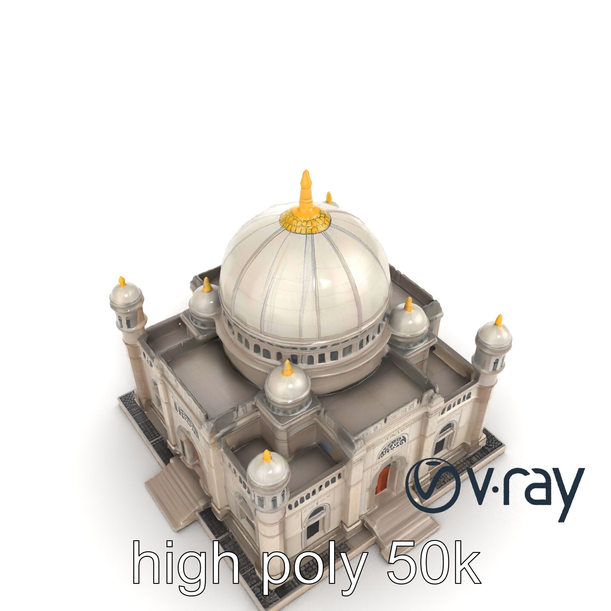 Grand Mosque Dome Stone Carvings model pack Low-poly 3D model_12
