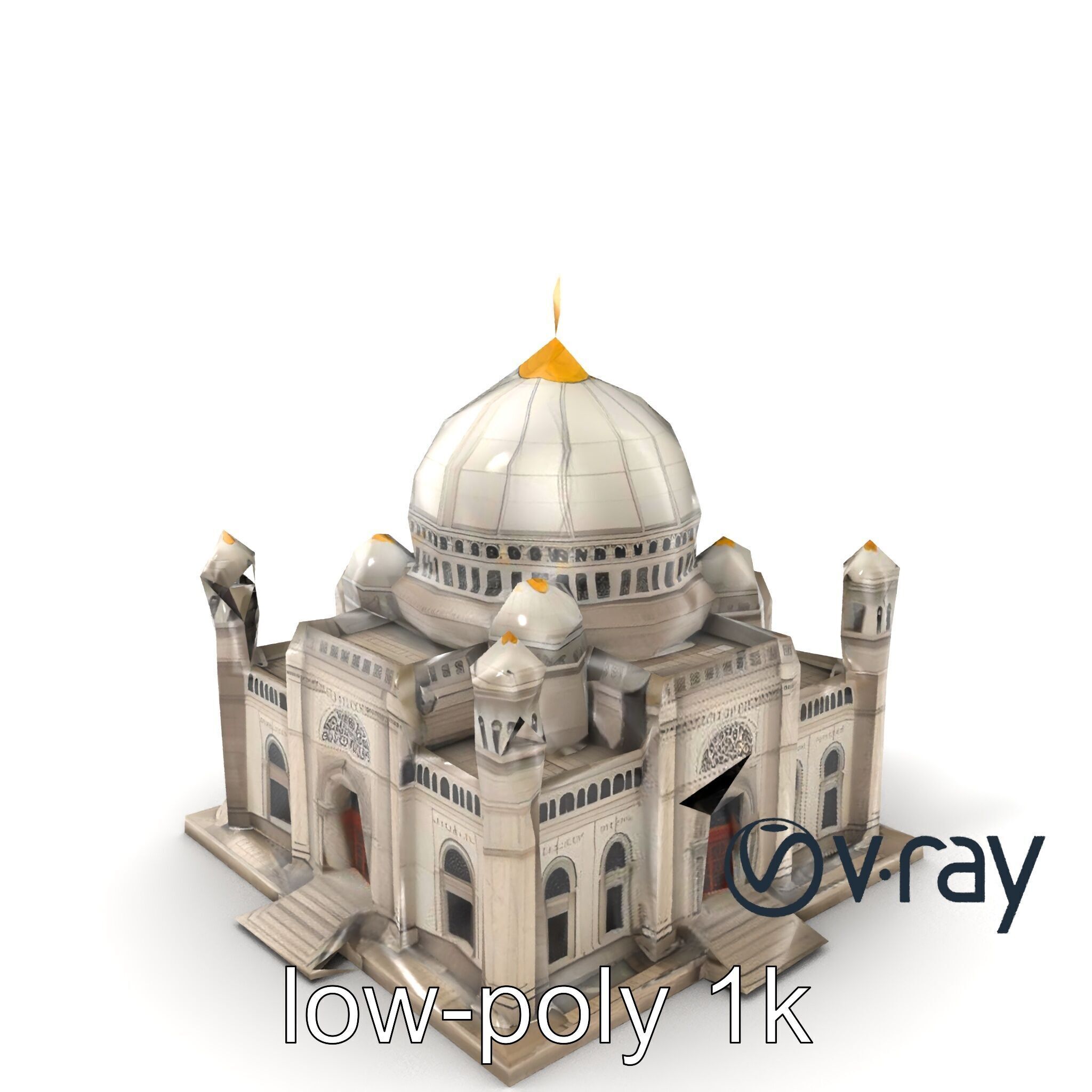 Grand Mosque Dome Stone Carvings model pack Low-poly 3D model_2