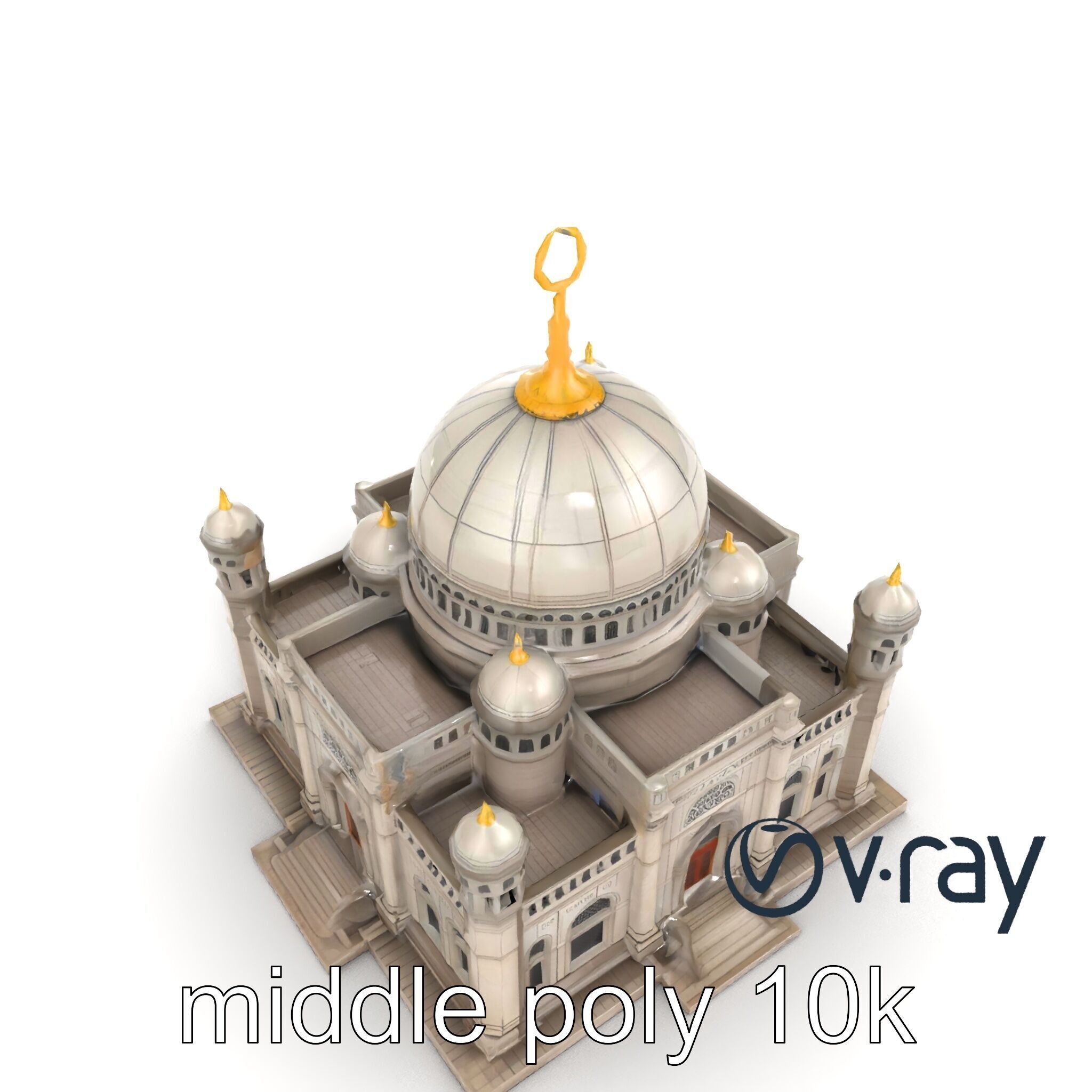 Grand Mosque Dome Stone Carvings model pack Low-poly 3D model_30