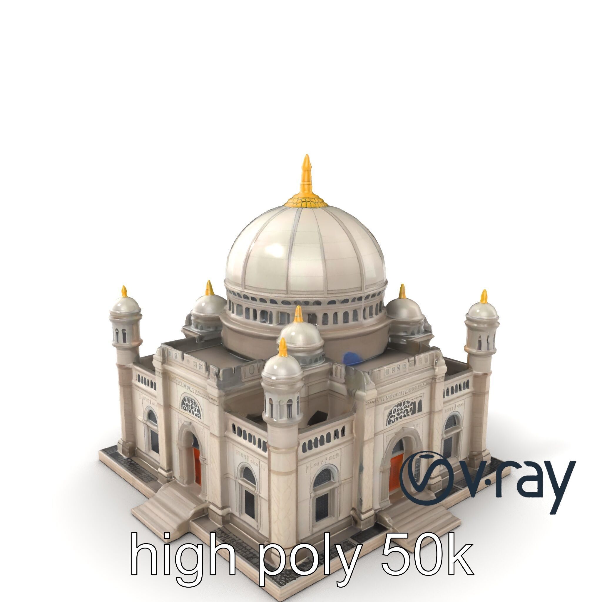 Grand Mosque Dome Stone Carvings model pack Low-poly 3D model_6