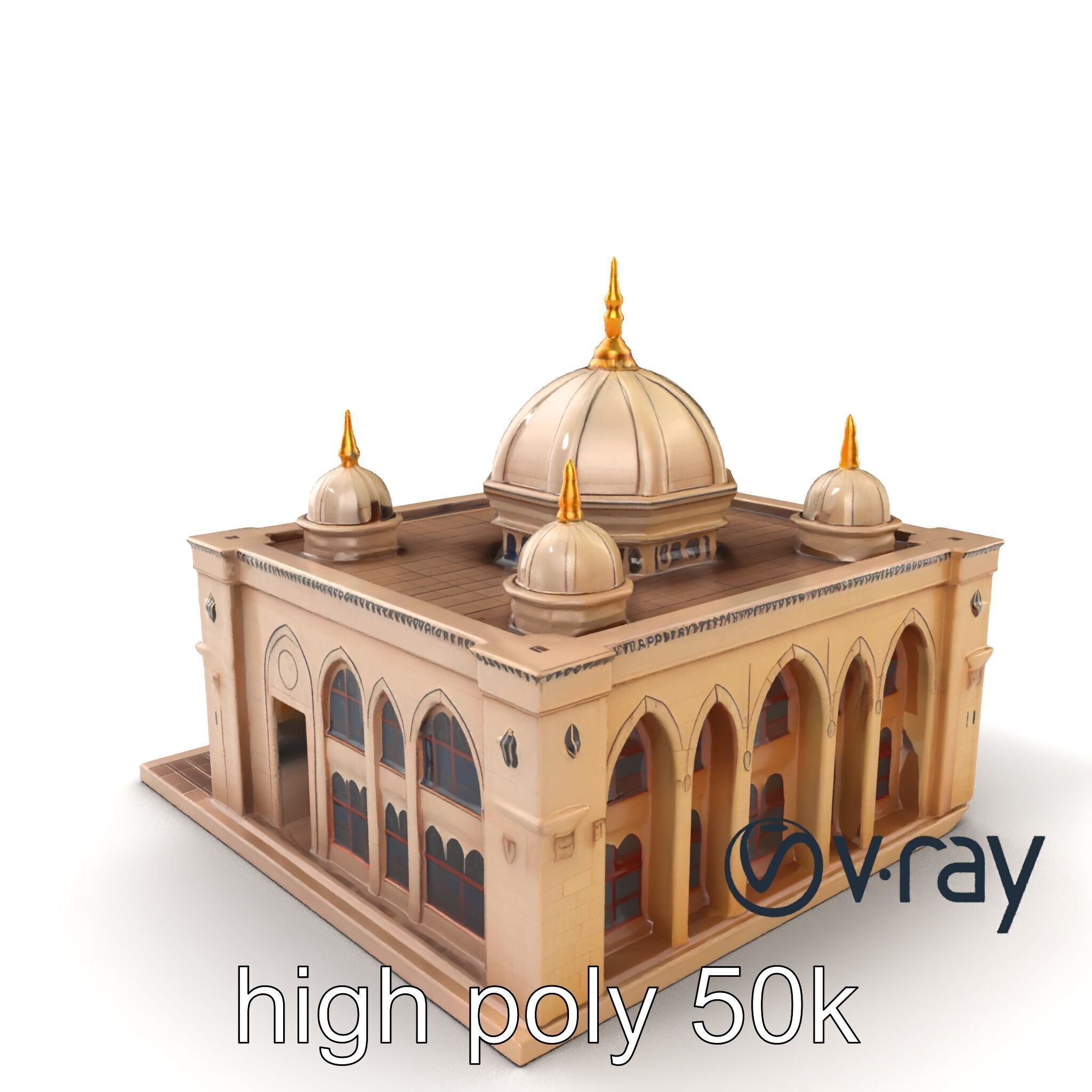 Arabic Mosque Architecture Textured Stone model pack Low-poly 3D model_6