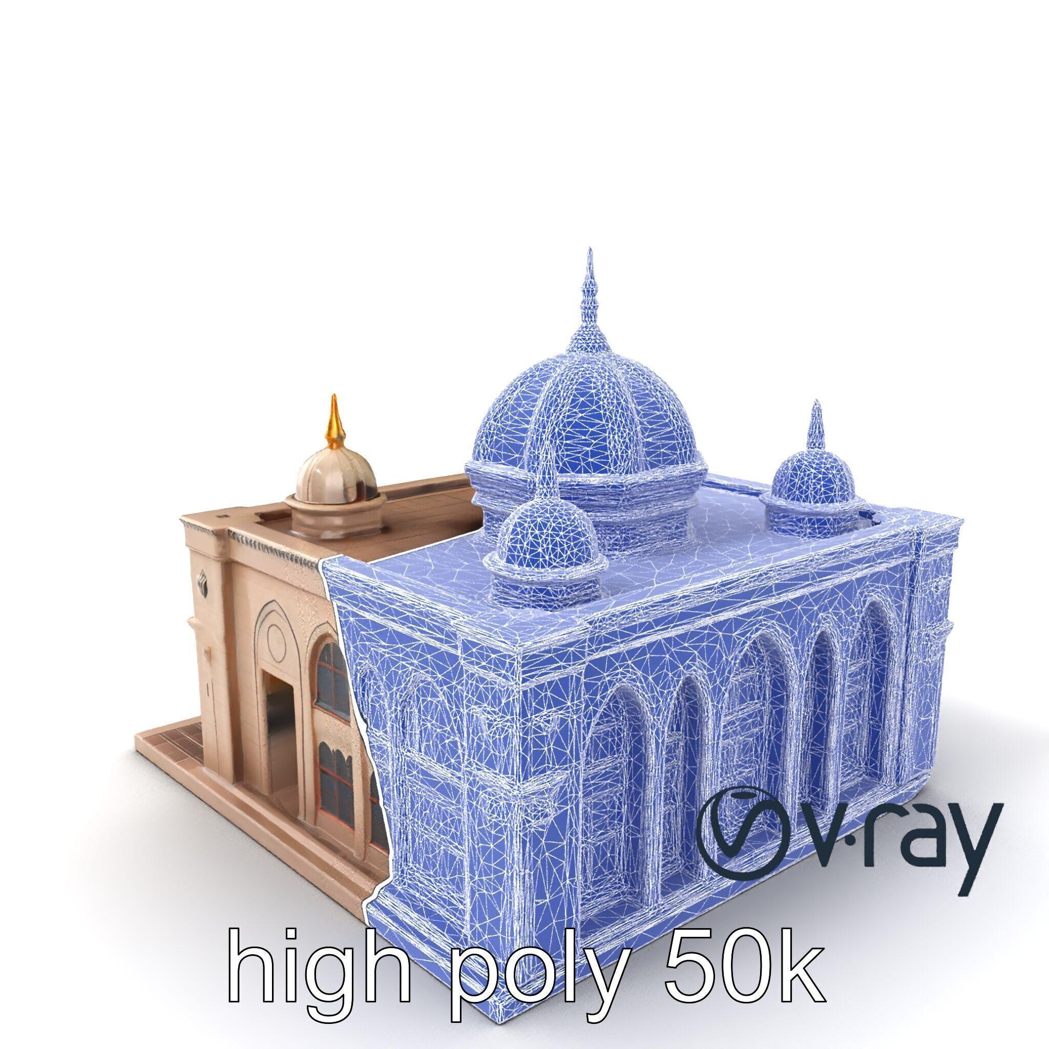 Arabic Mosque Architecture Textured Stone model pack Low-poly 3D model_9