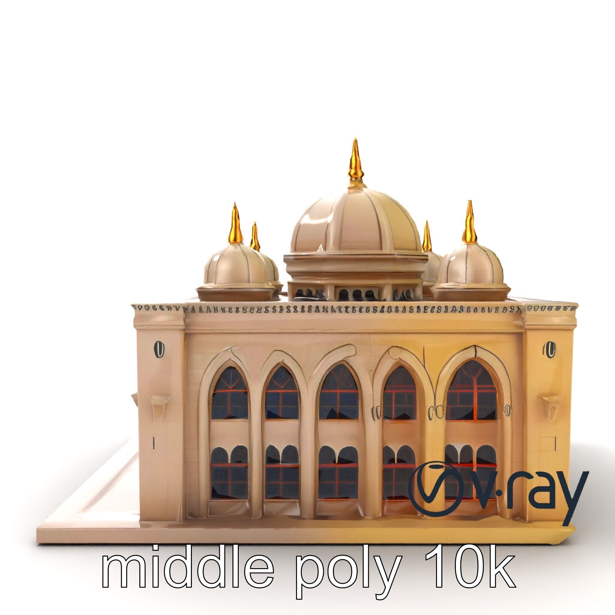 Arabic Mosque Architecture Textured Stone model pack Low-poly 3D model_12
