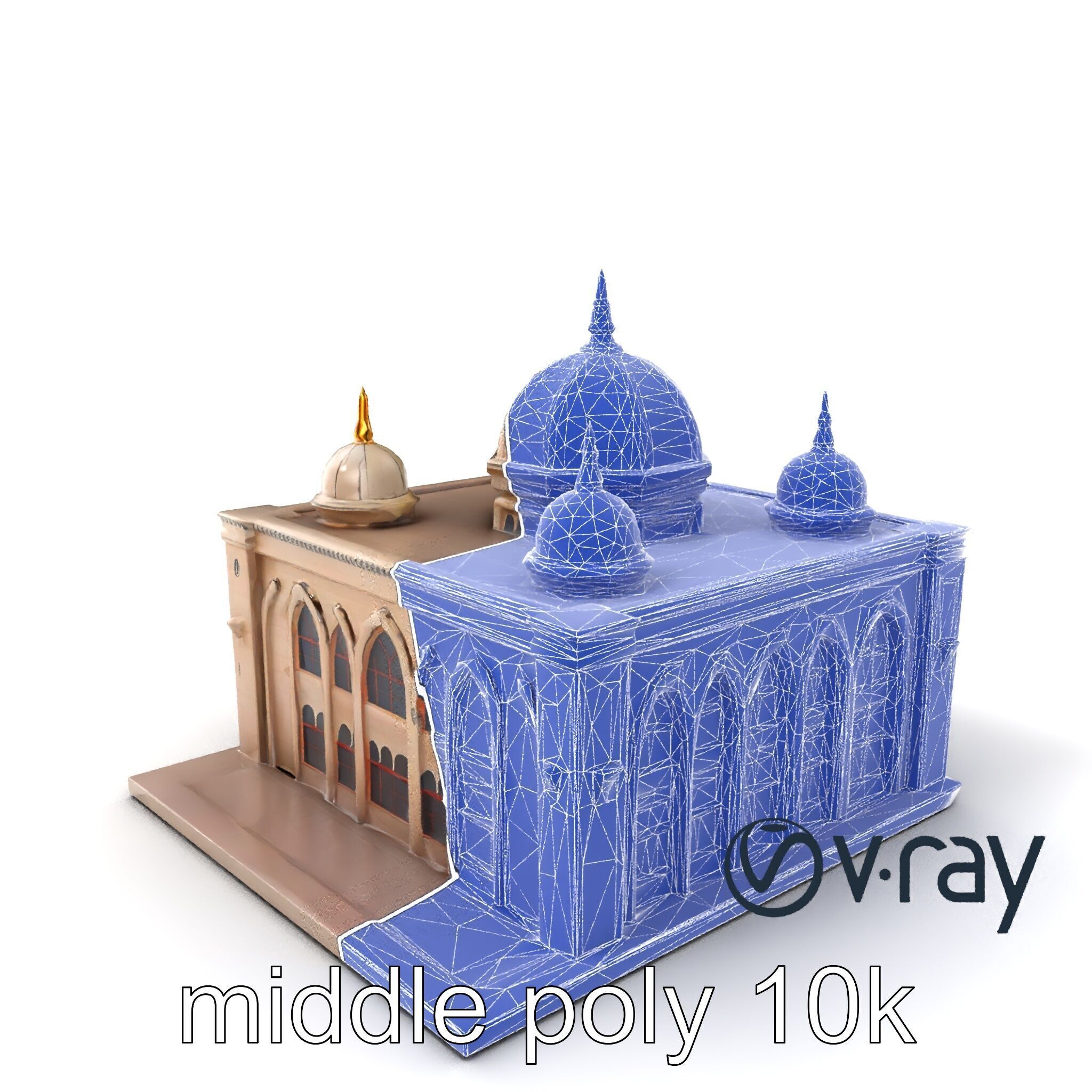 Arabic Mosque Architecture Textured Stone model pack Low-poly 3D model_7