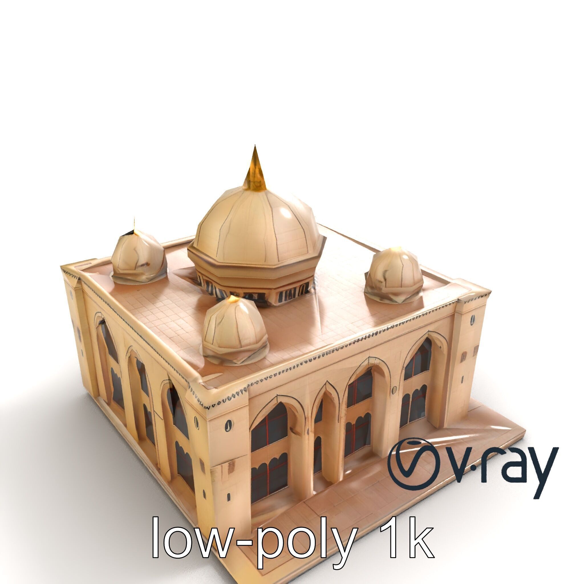 Arabic Mosque Architecture Textured Stone model pack Low-poly 3D model_8