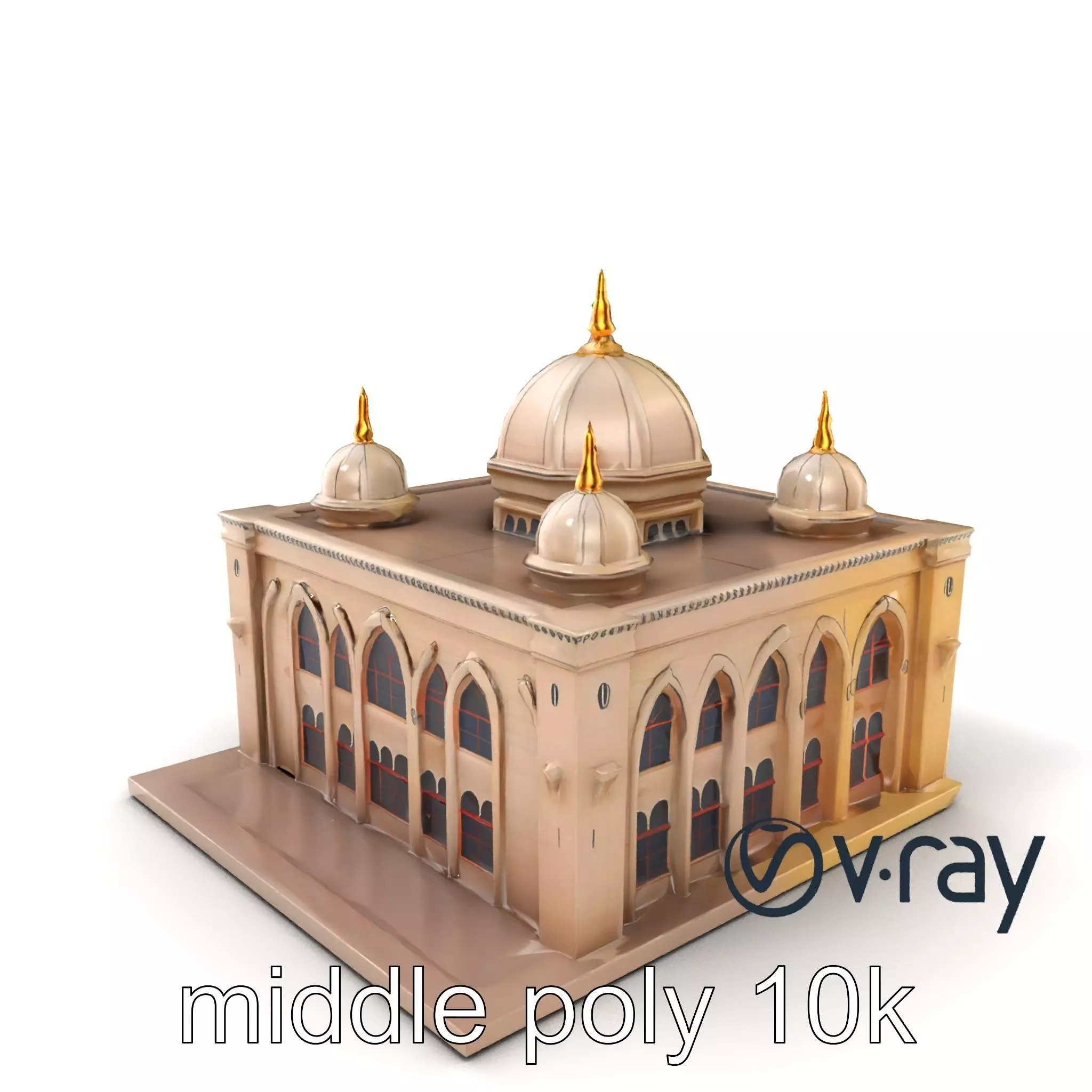 Arabic Mosque Architecture Textured Stone model pack Low-poly 3D model_0