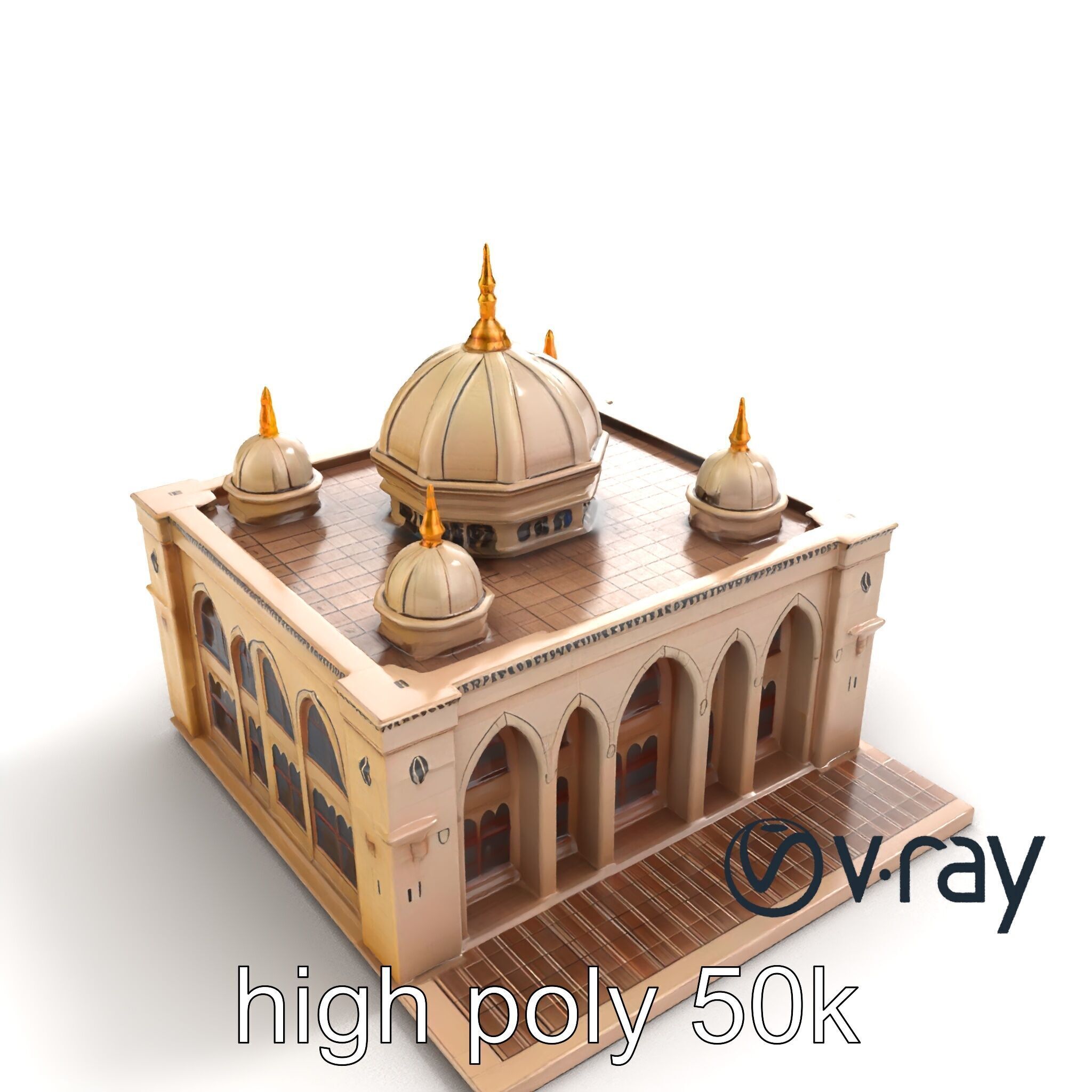 Arabic Mosque Architecture Textured Stone model pack Low-poly 3D model_30