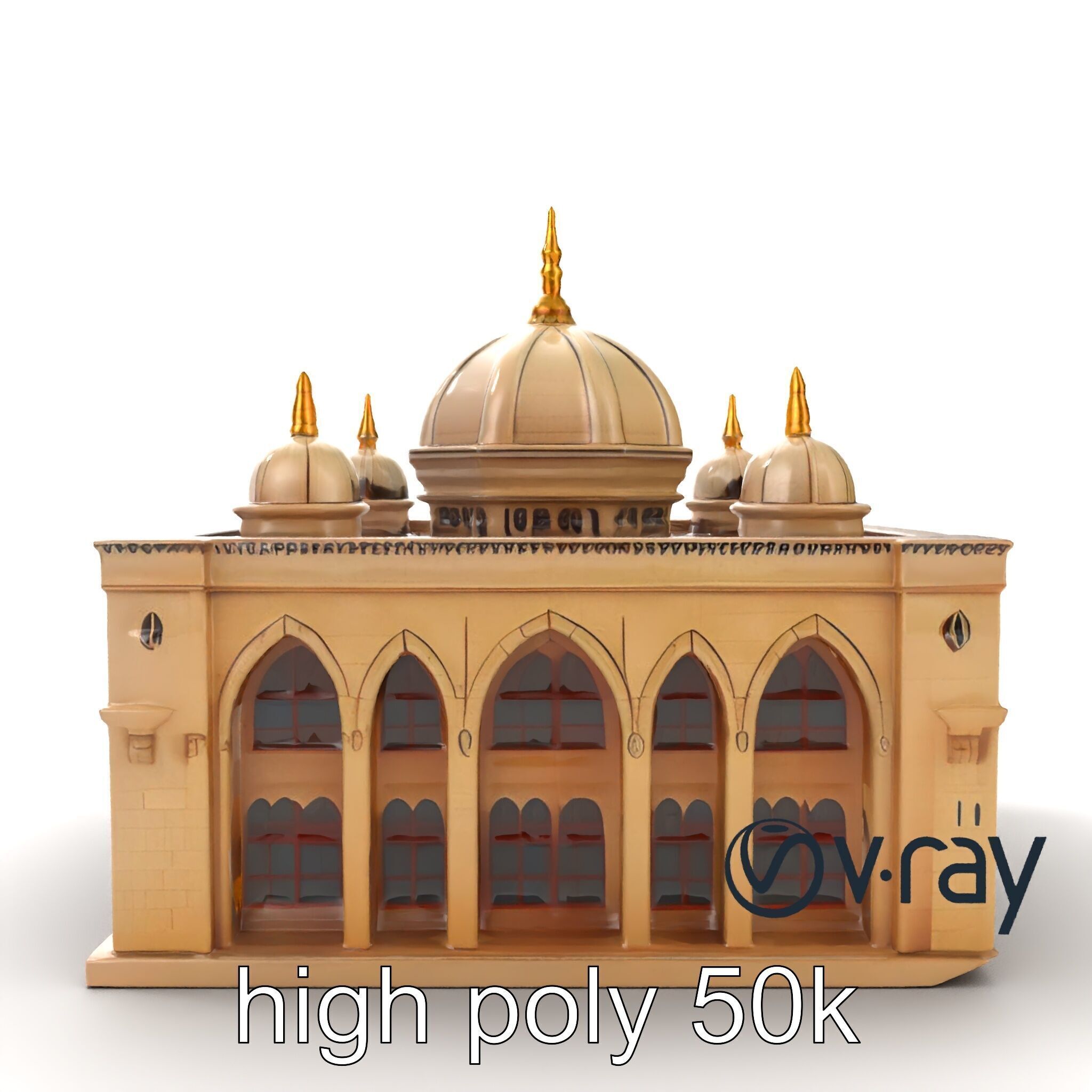 Arabic Mosque Architecture Textured Stone model pack Low-poly 3D model_13