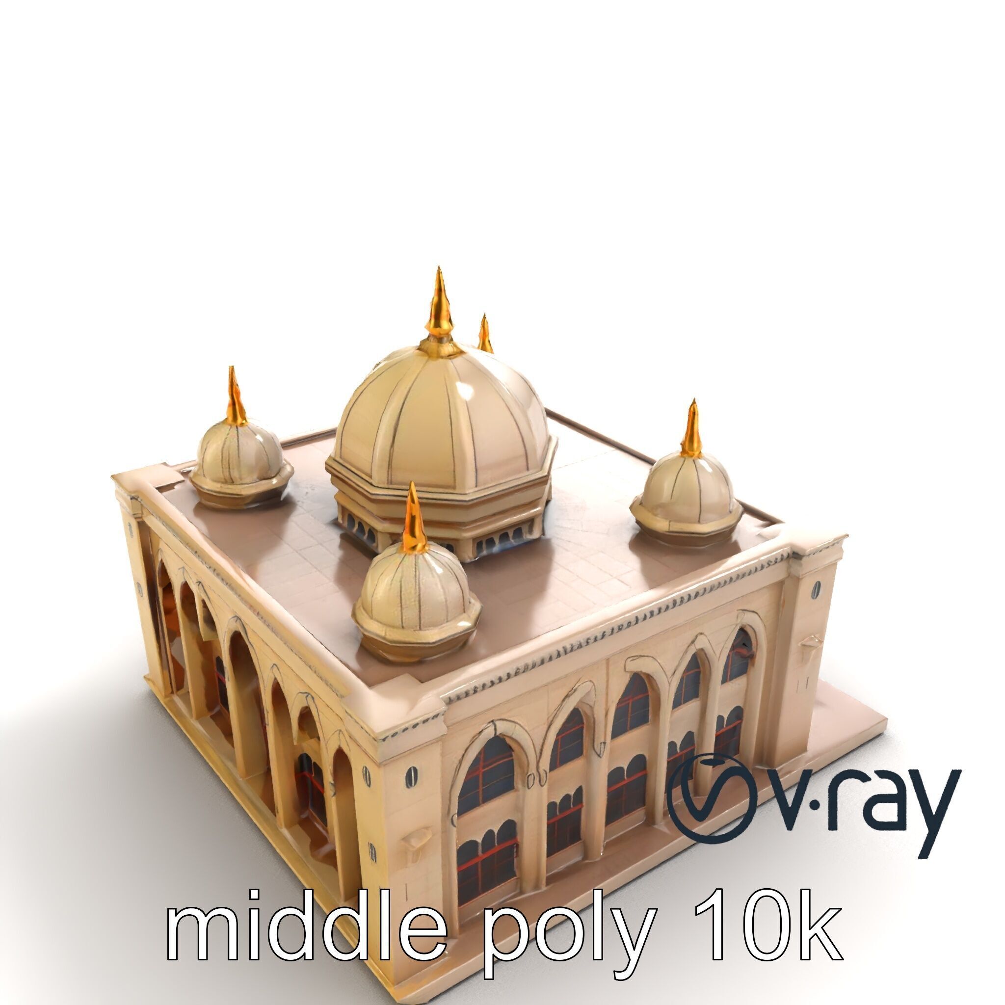 Arabic Mosque Architecture Textured Stone model pack Low-poly 3D model_4