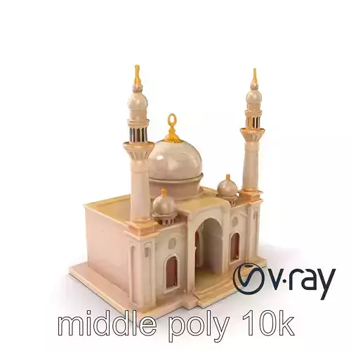 Symmetrical Stone Mosque Architecture model pack