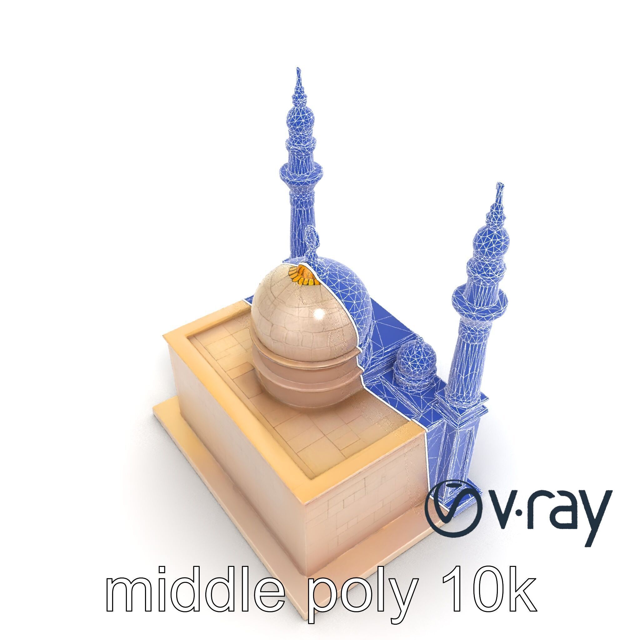 Symmetrical Stone Mosque Architecture model pack Low-poly 3D model_22