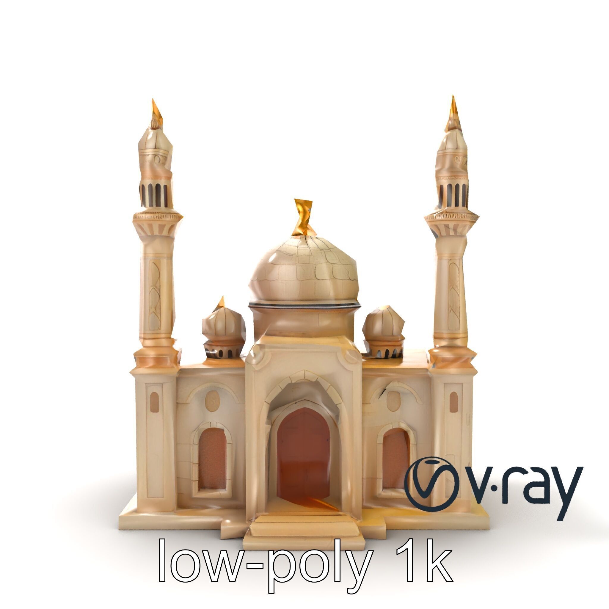 Symmetrical Stone Mosque Architecture model pack Low-poly 3D model_31