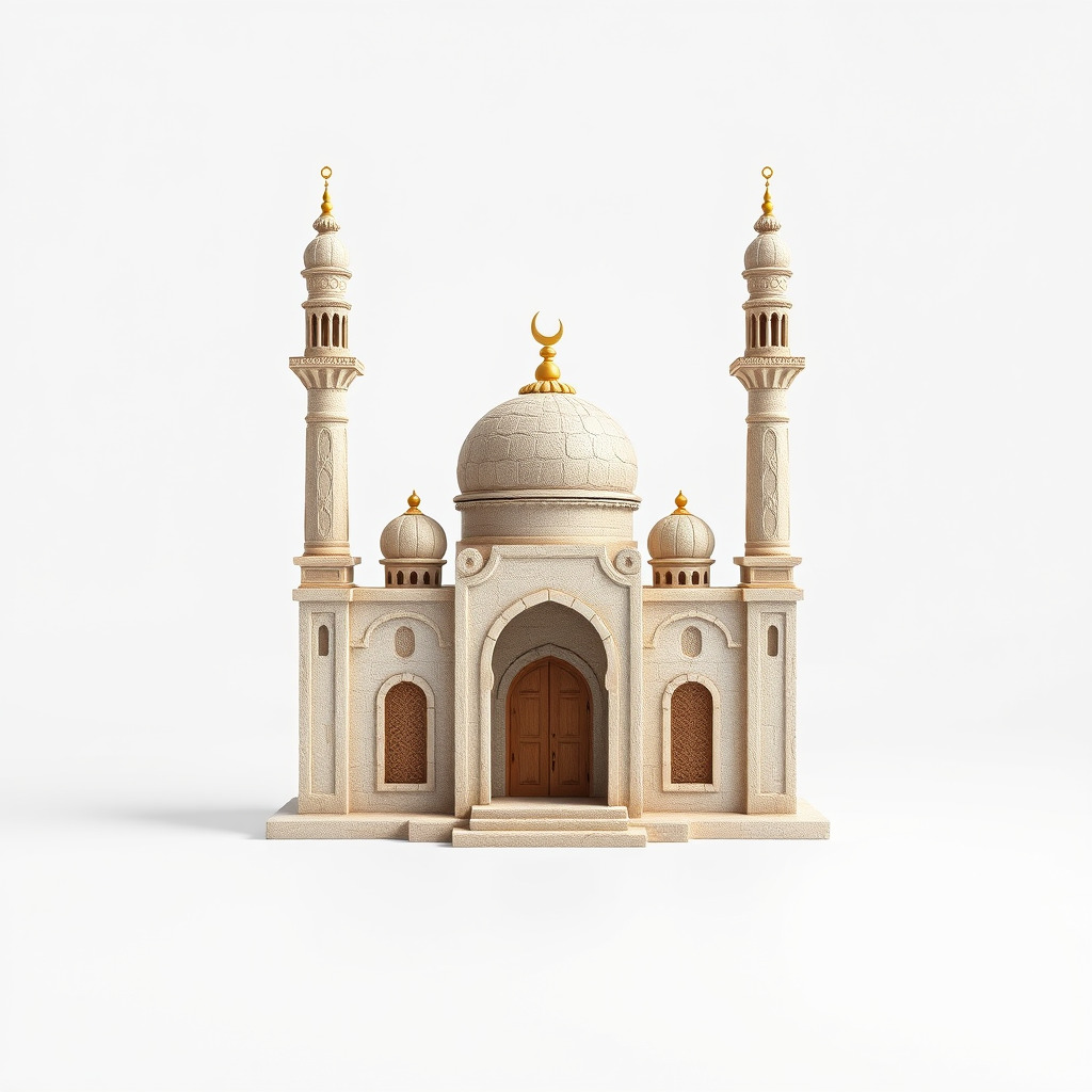 Symmetrical Stone Mosque Architecture model pack Low-poly 3D model_3