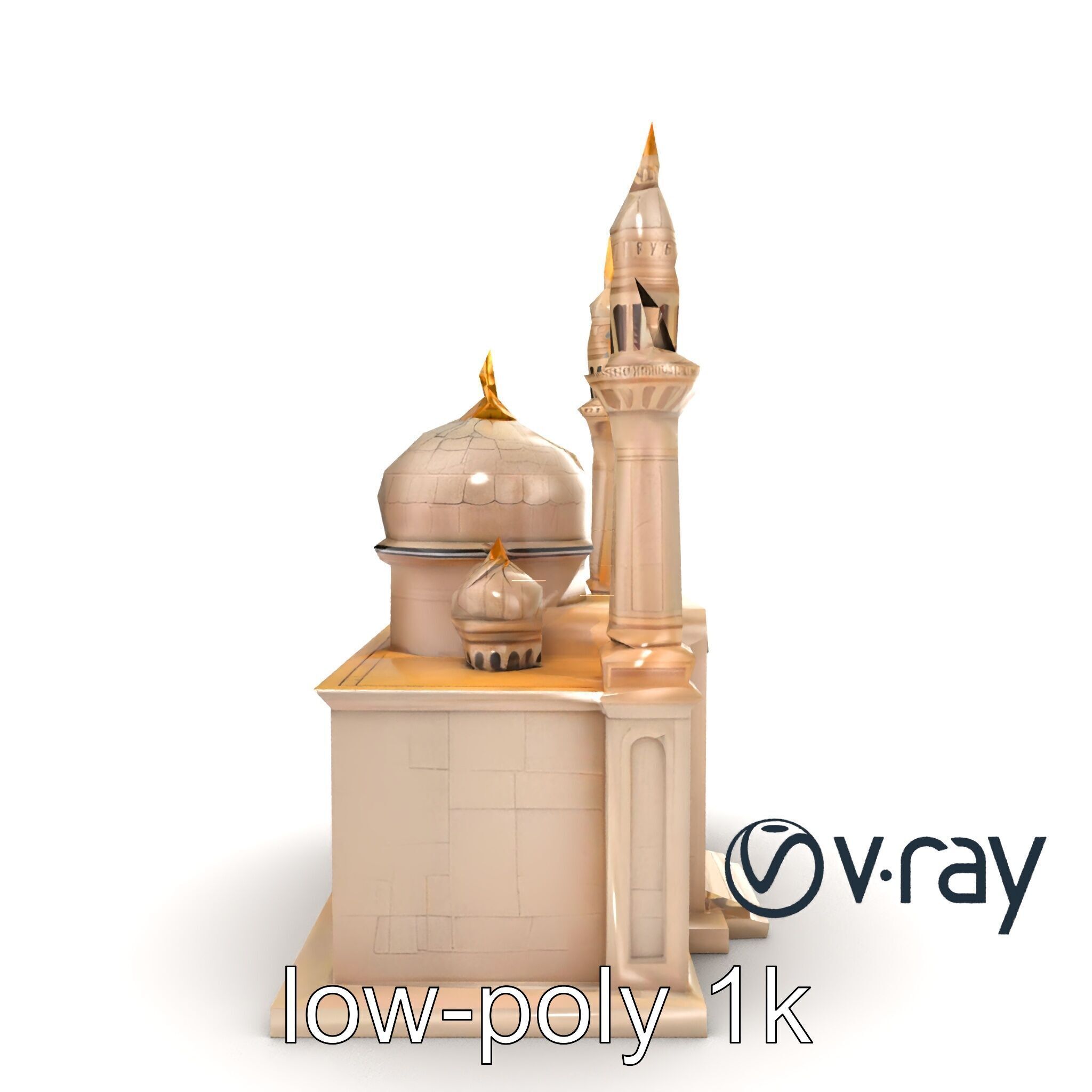 Symmetrical Stone Mosque Architecture model pack Low-poly 3D model_21