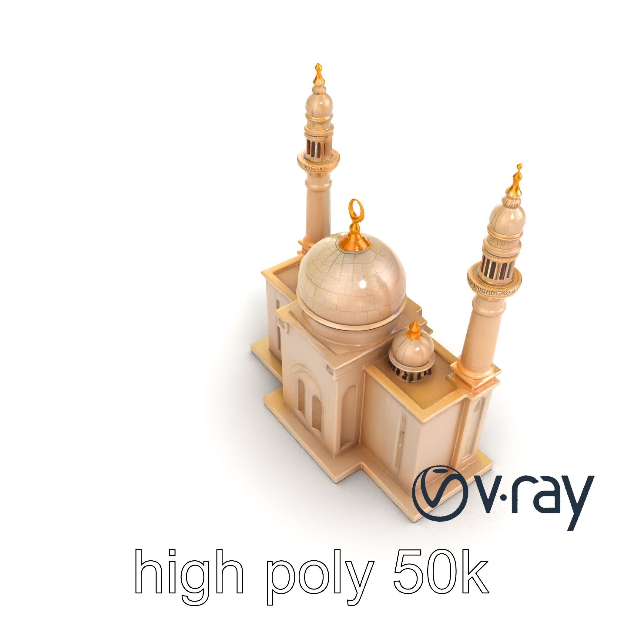Symmetrical Stone Mosque Architecture model pack Low-poly 3D model_27