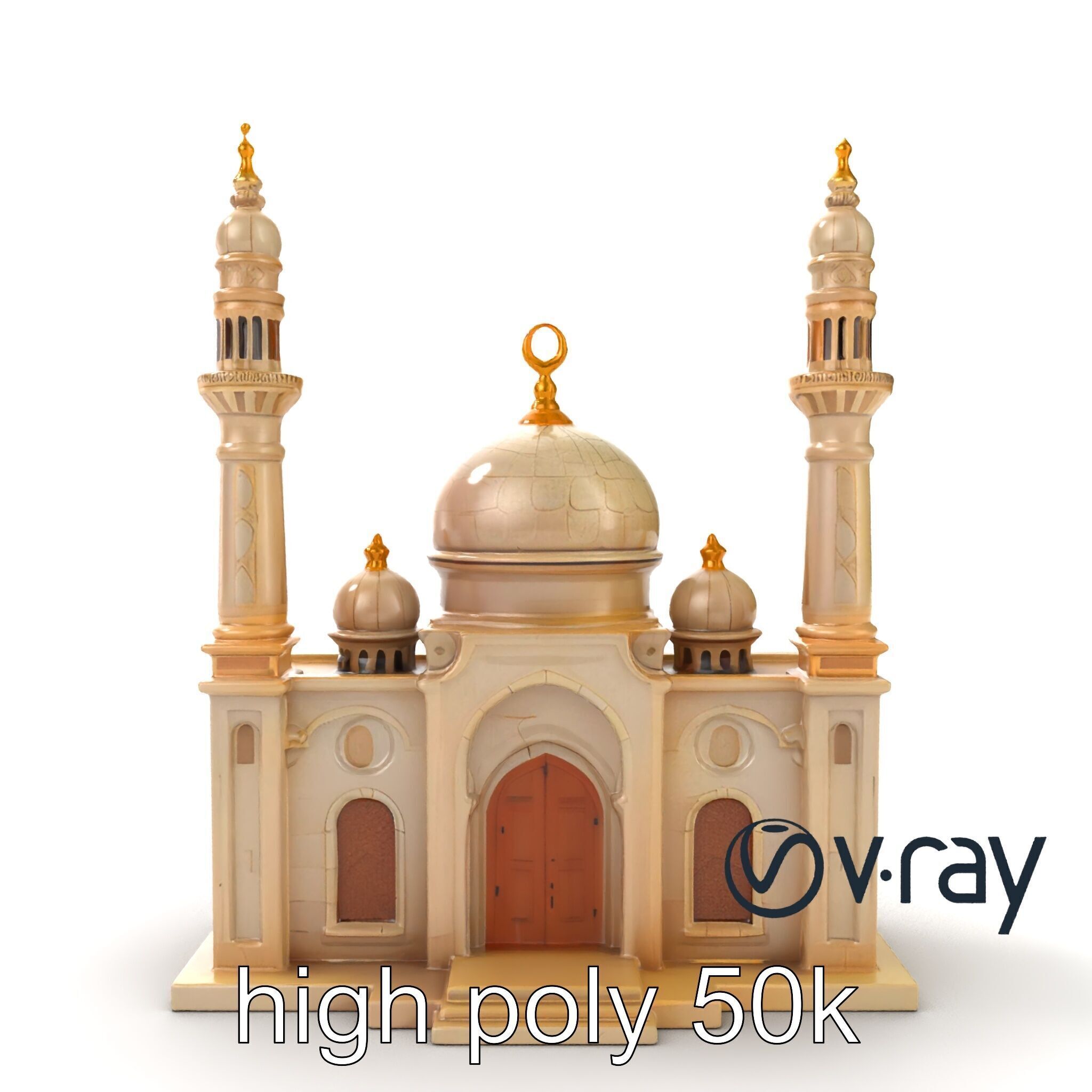 Symmetrical Stone Mosque Architecture model pack Low-poly 3D model_28