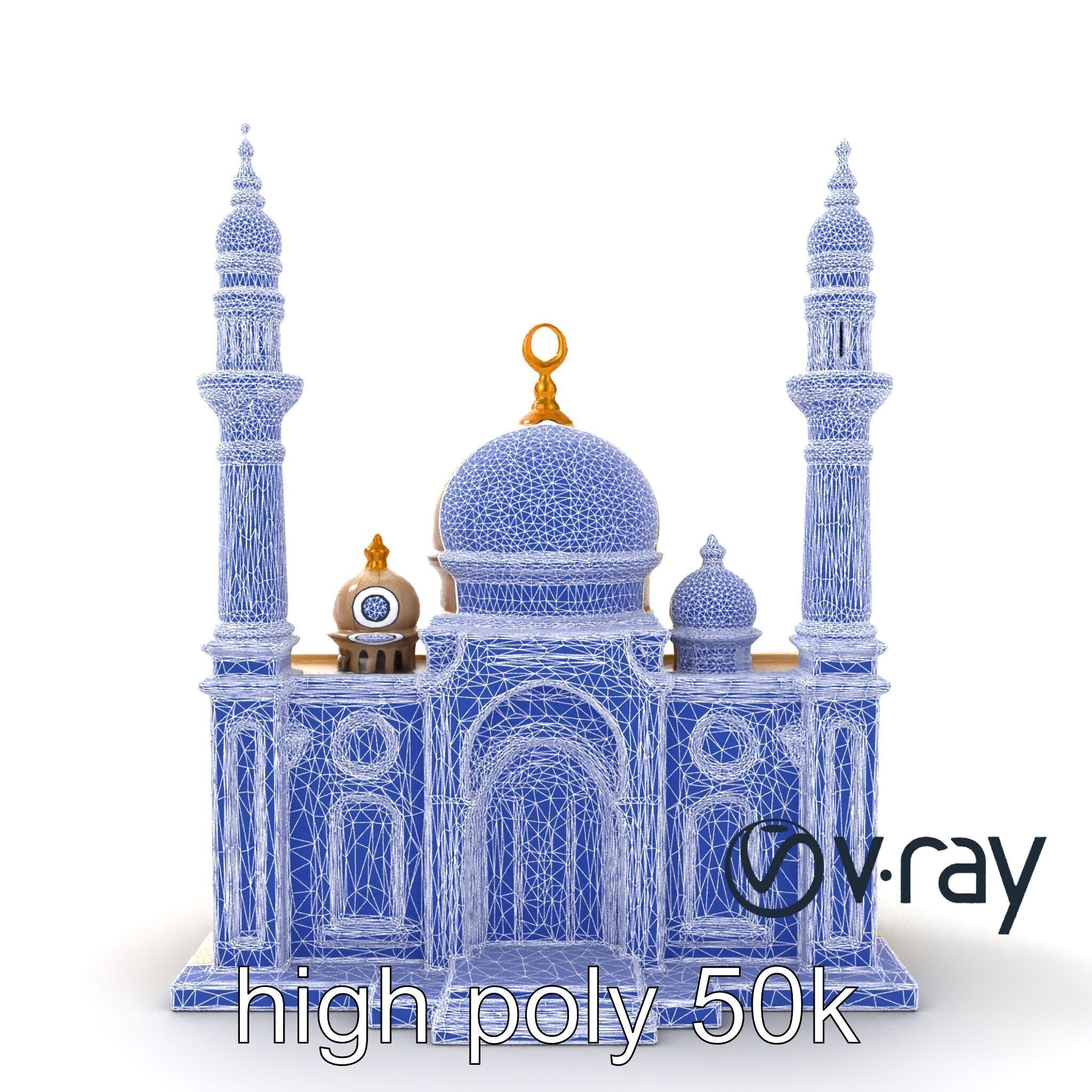 Symmetrical Stone Mosque Architecture model pack Low-poly 3D model_16