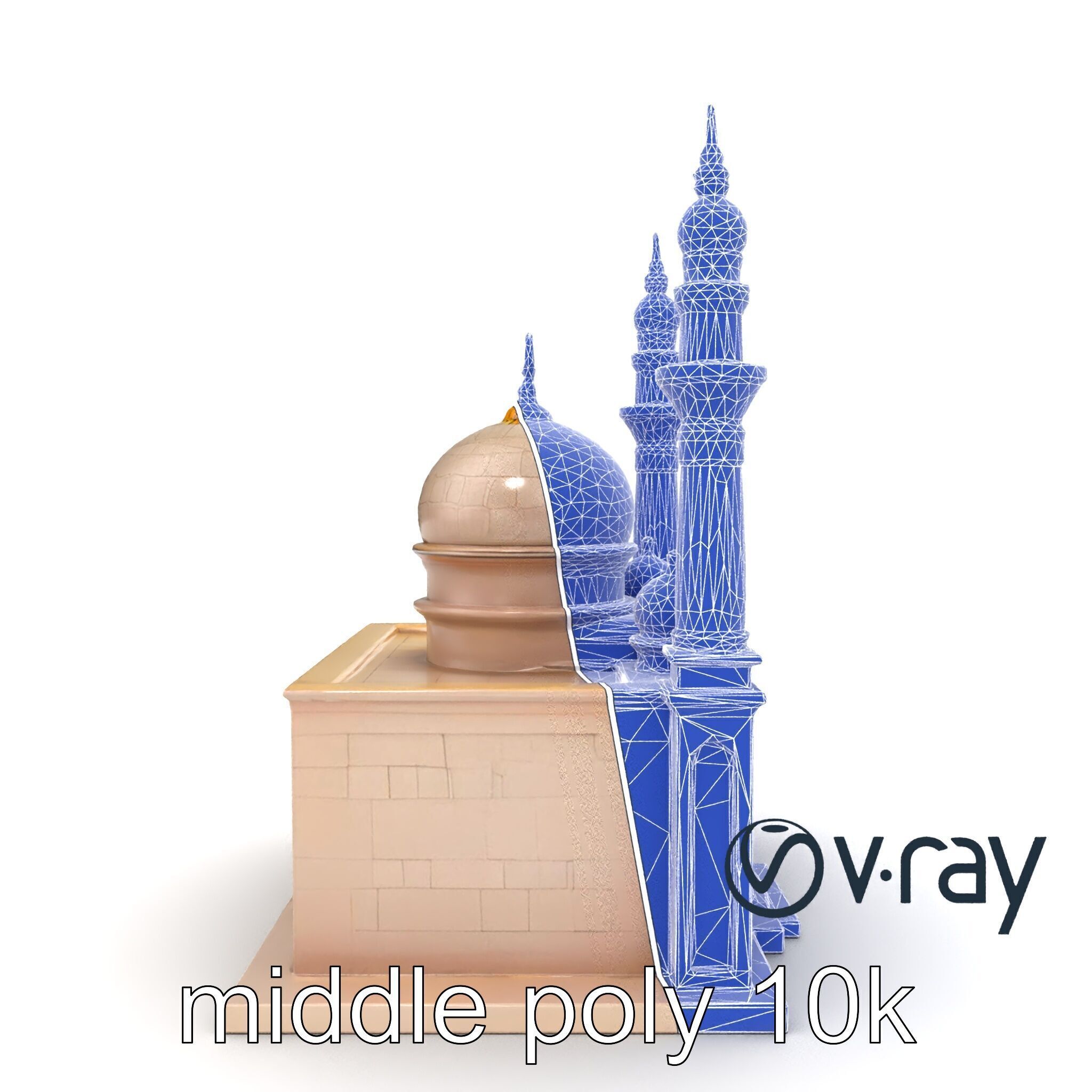 Symmetrical Stone Mosque Architecture model pack Low-poly 3D model_24