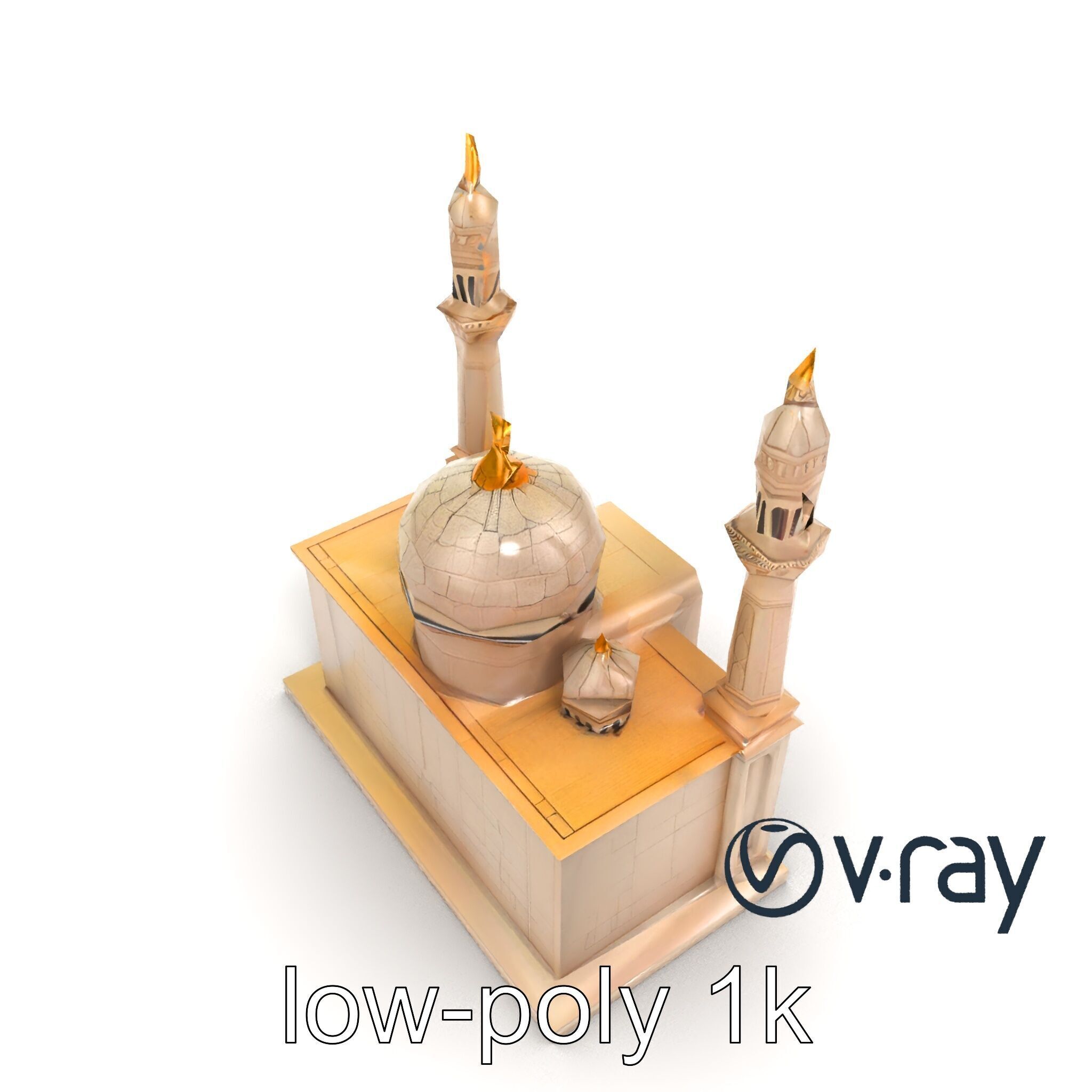 Symmetrical Stone Mosque Architecture model pack Low-poly 3D model_19
