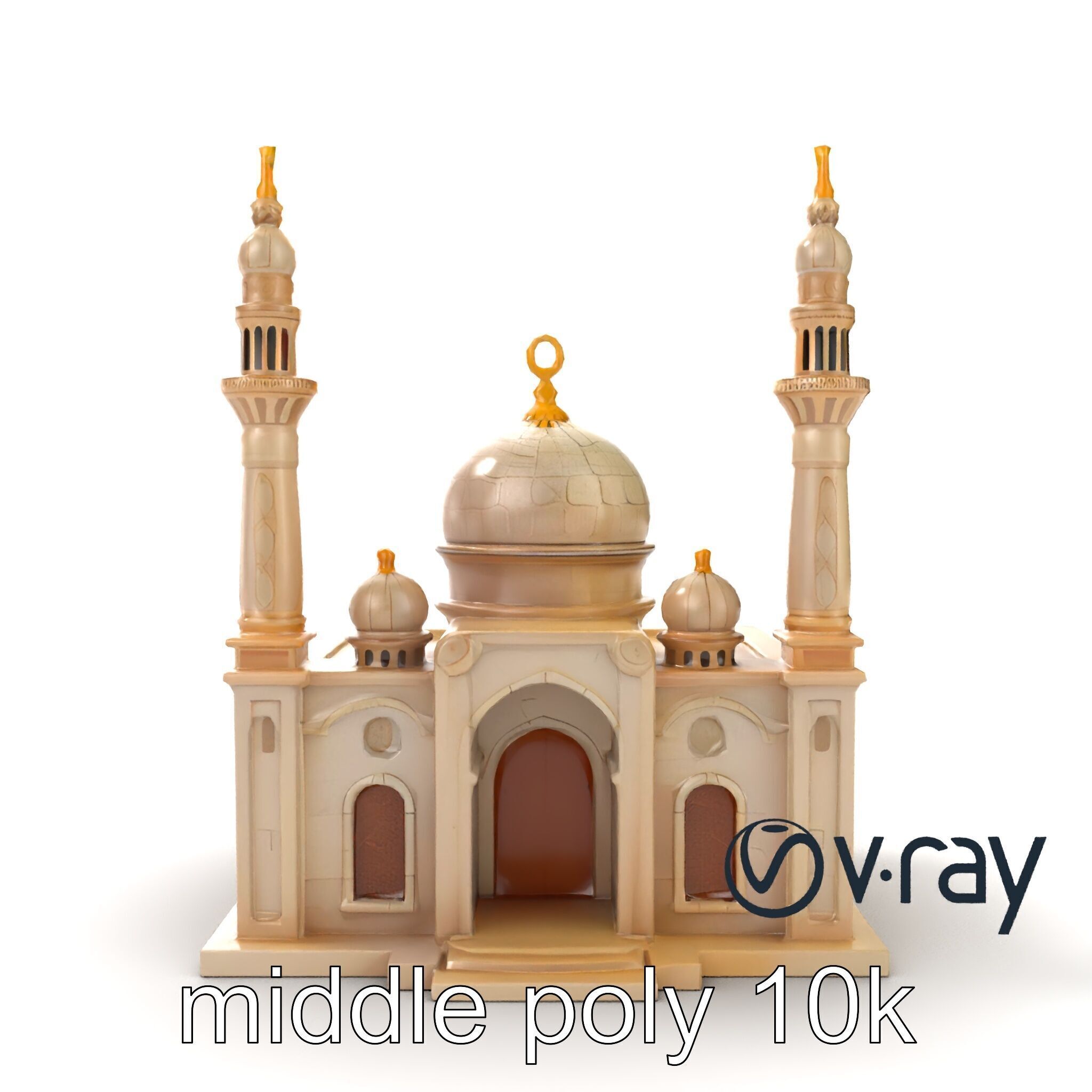 Symmetrical Stone Mosque Architecture model pack Low-poly 3D model_26